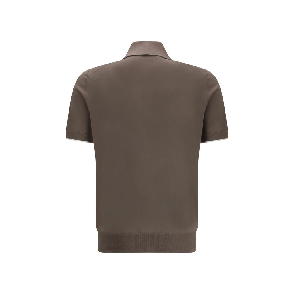 Brunello Cucinelli Brown Cotton Polo Shirt | Regal Royce
