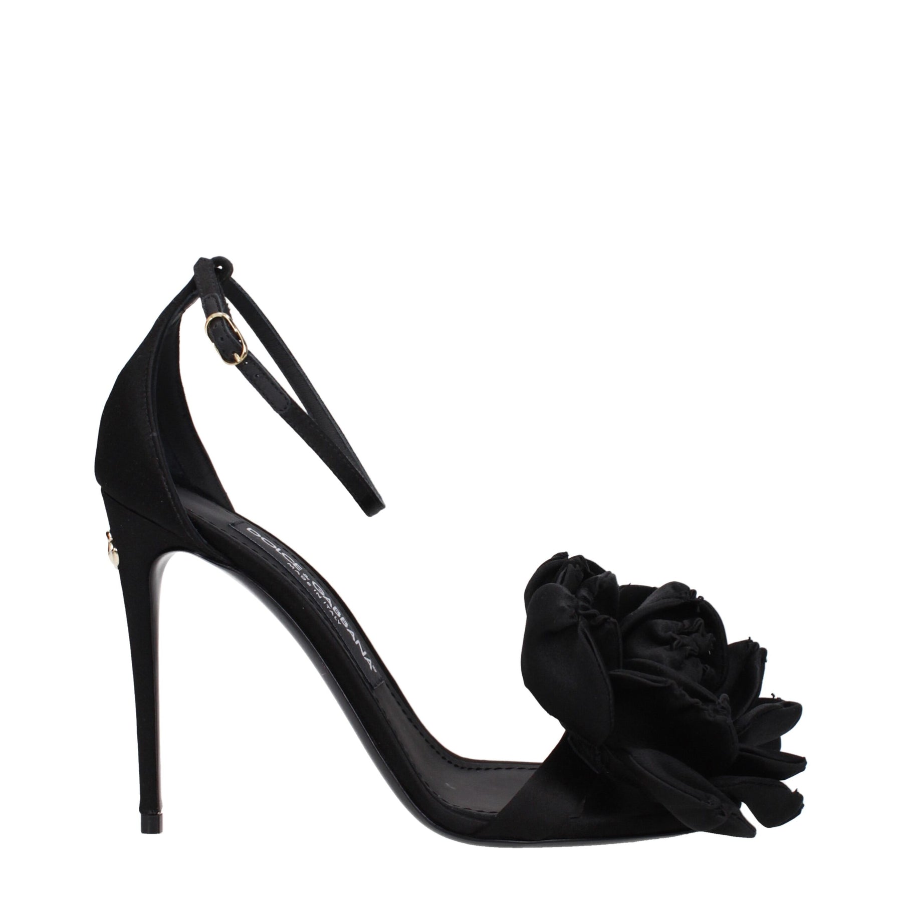 Dolce & Gabbana Black Satin Stiletto Heel Sandals | Regal Royce