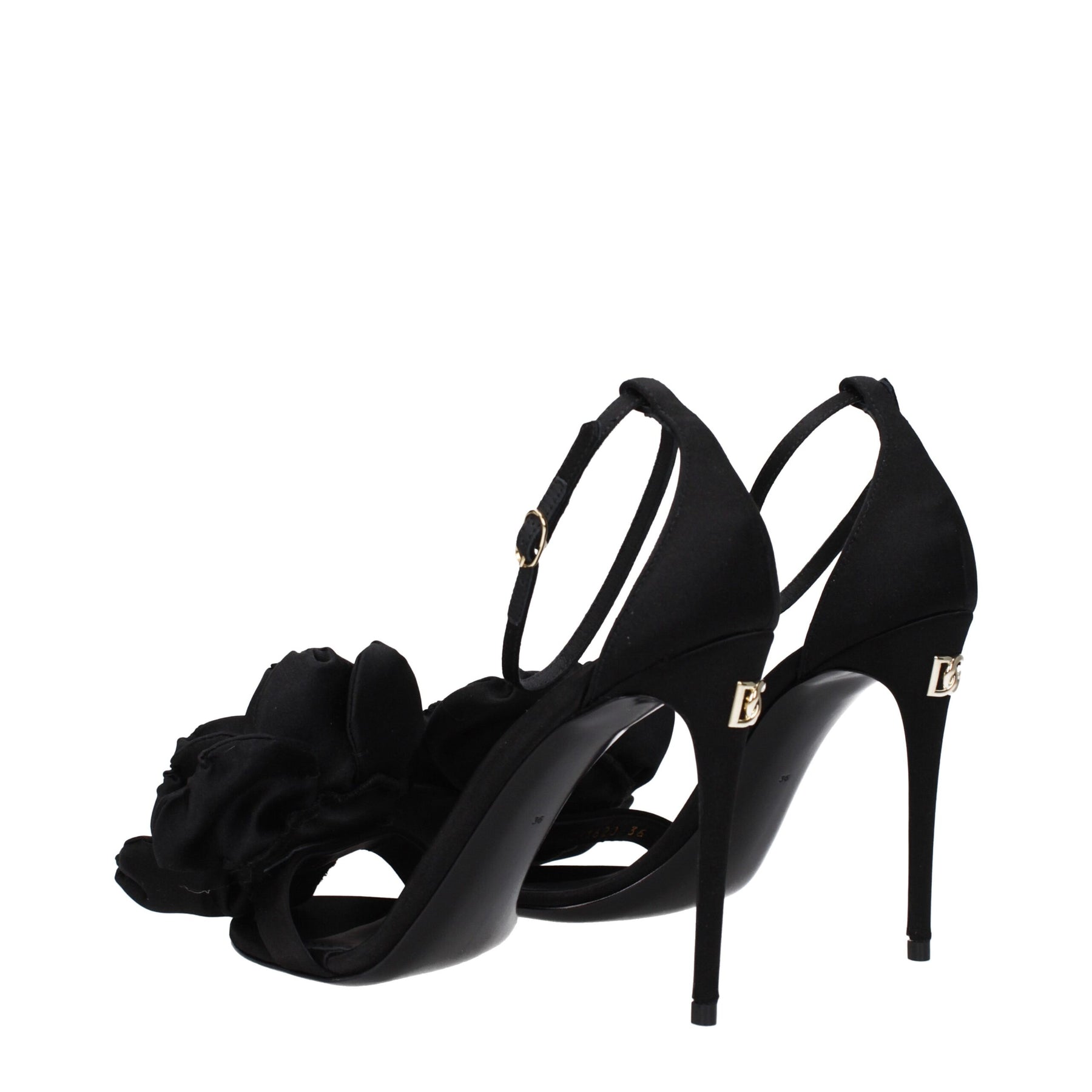 Dolce & Gabbana Black Satin Stiletto Heel Sandals | Regal Royce