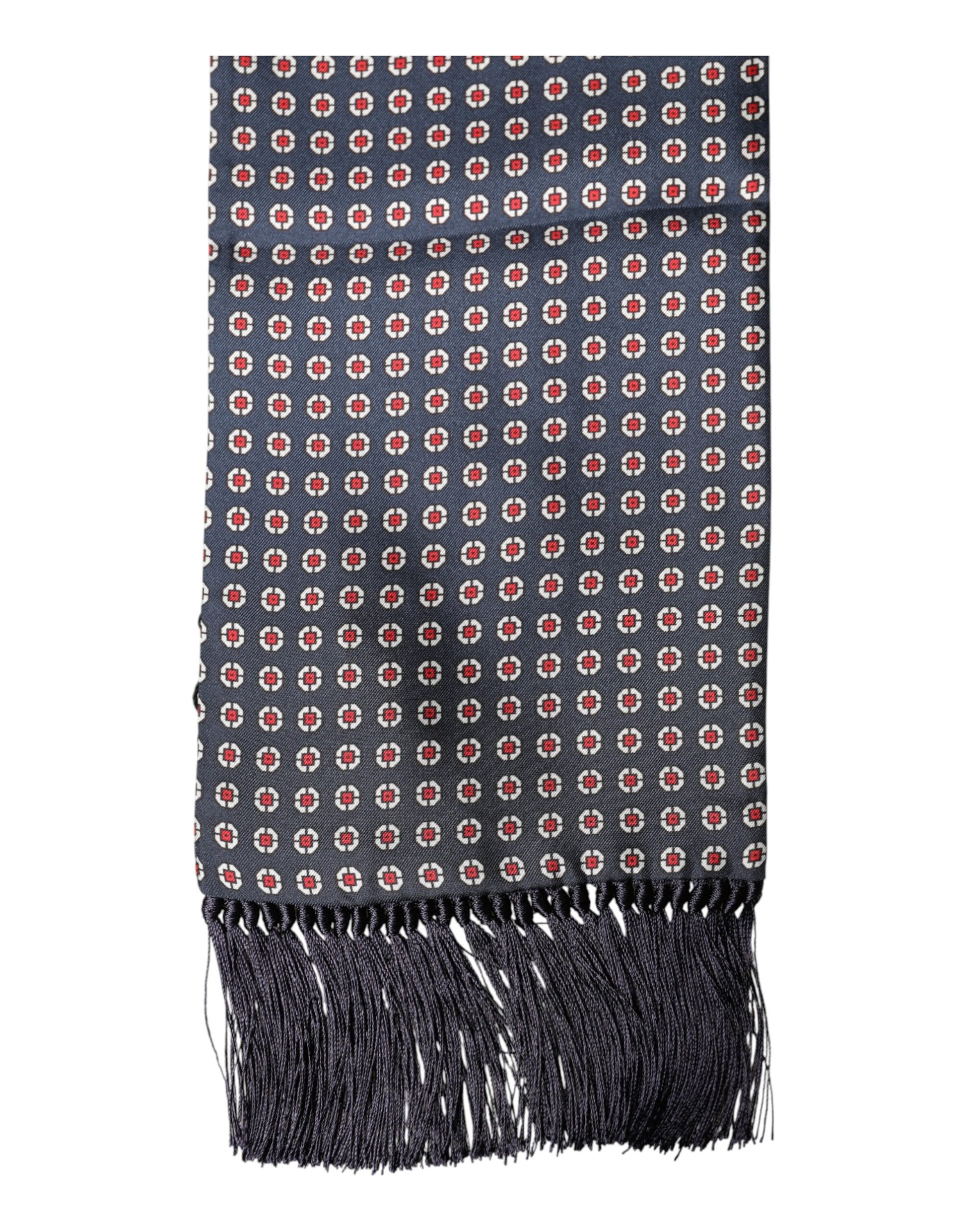 Dolce & Gabbana Black Patterned Fringes Neck Foulard Scarf | Regal Royce