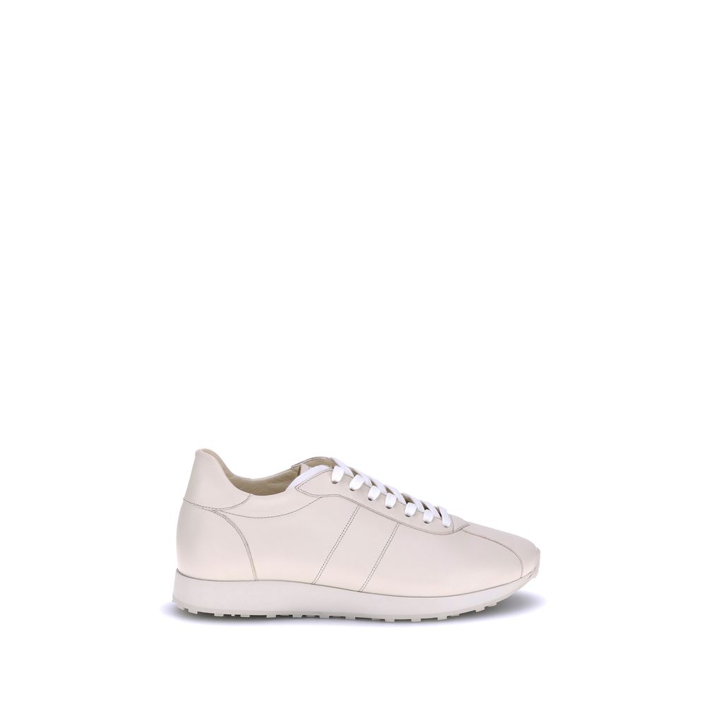 The Row Cream Calf Leather Bos Taurus Low Top Sneakers | Regal Royce