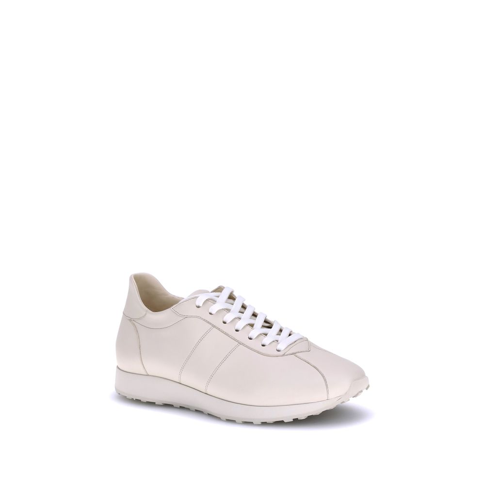 The Row Cream Calf Leather Bos Taurus Low Top Sneakers | Regal Royce