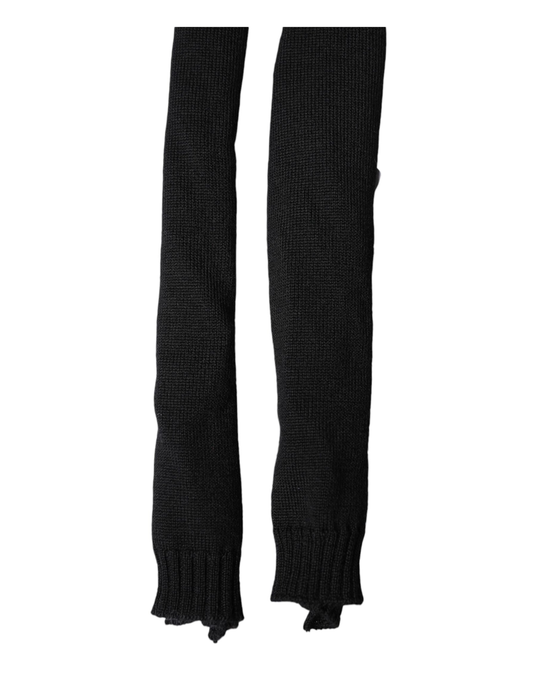 Dolce & Gabbana Black Wool Knitted Neck Wrap Shawl Men Scarf | Regal Royce