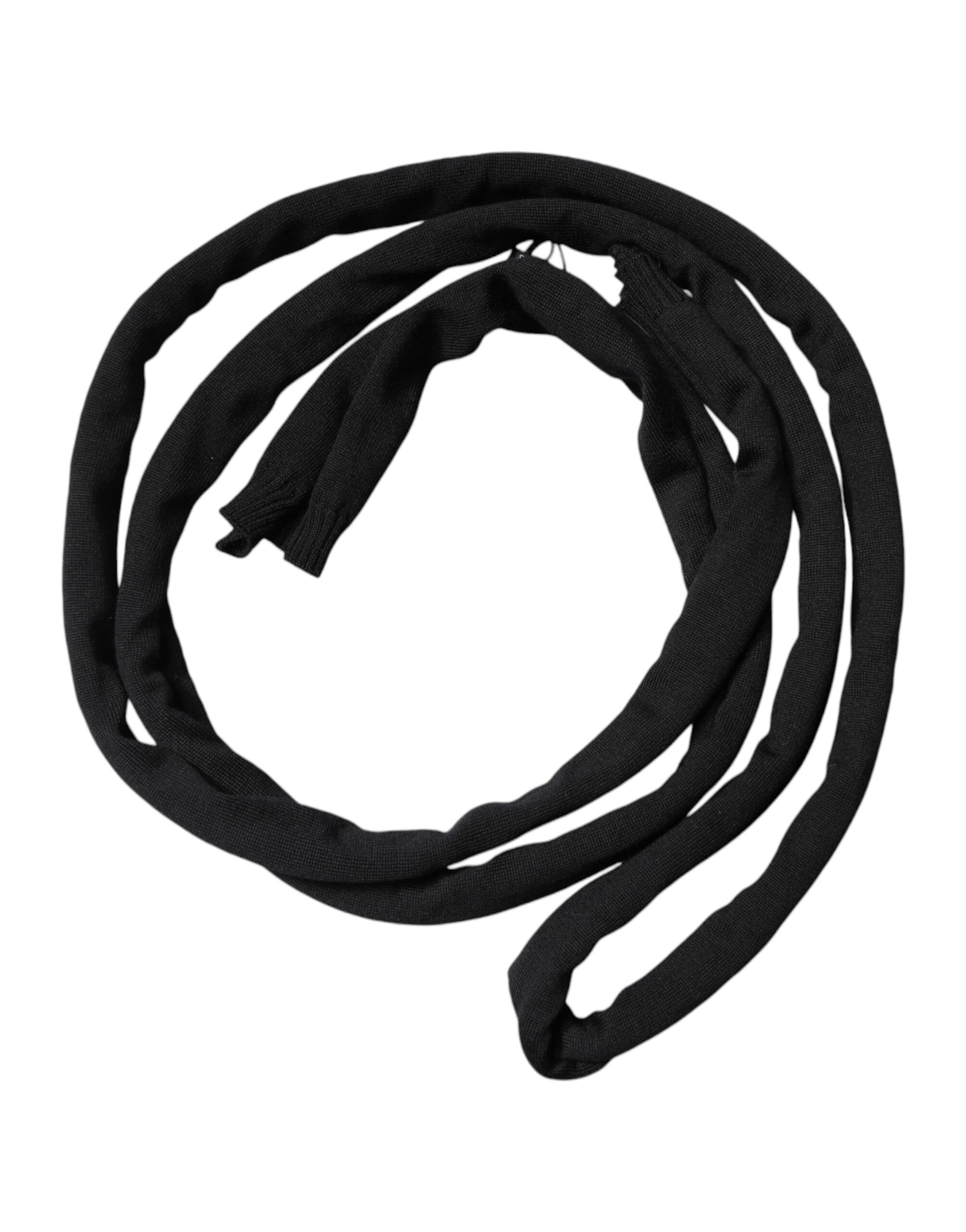 Dolce & Gabbana Black Wool Knitted Neck Wrap Shawl Men Scarf | Regal Royce