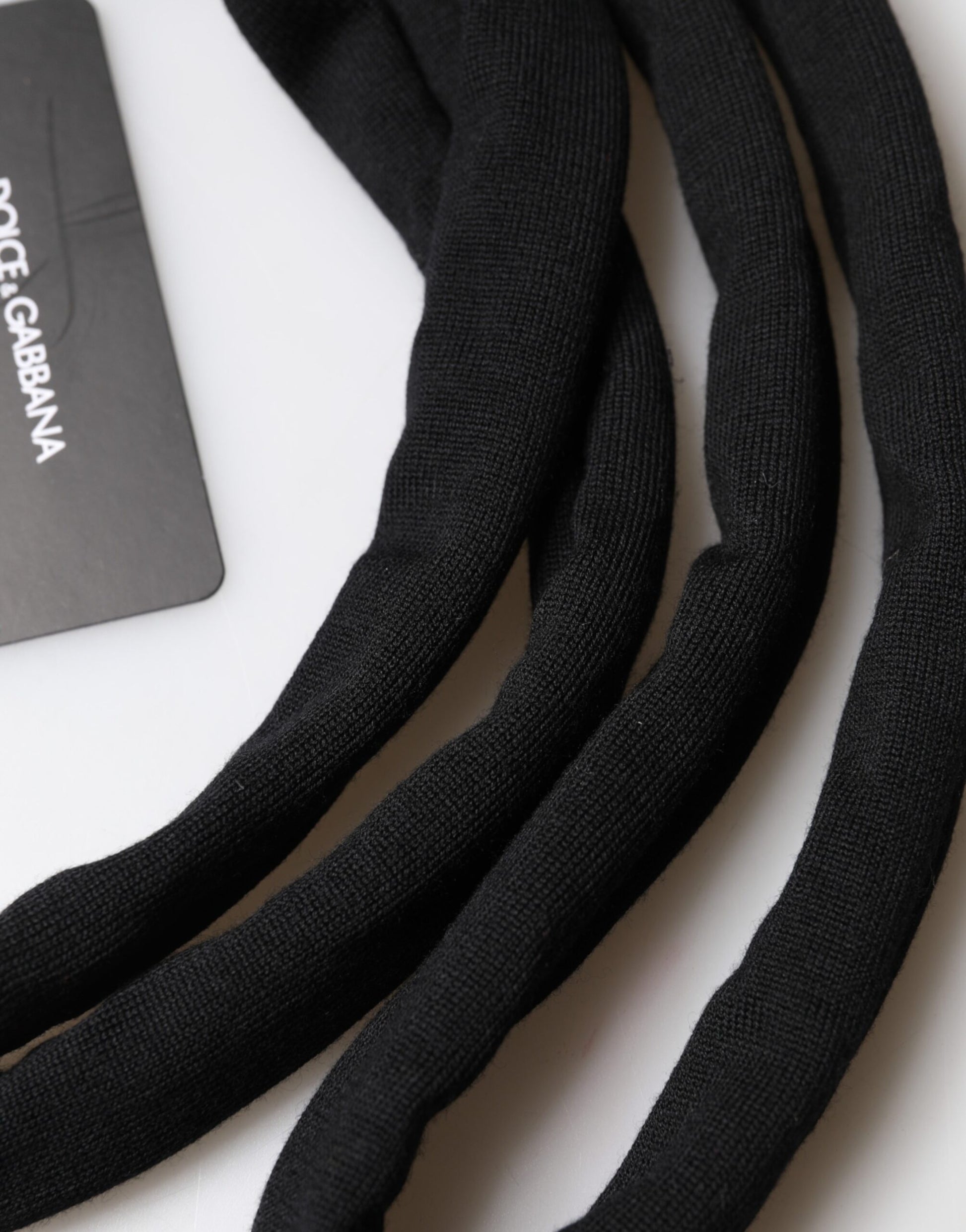Dolce & Gabbana Black Wool Knitted Neck Wrap Shawl Men Scarf | Regal Royce