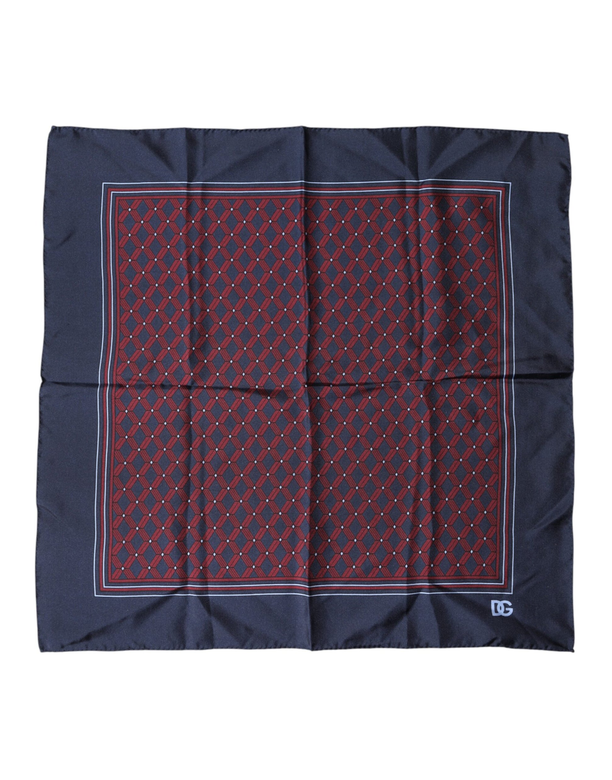 Dolce & Gabbana Blue Red Patterned Silk Square Foulard Scarf | Regal Royce