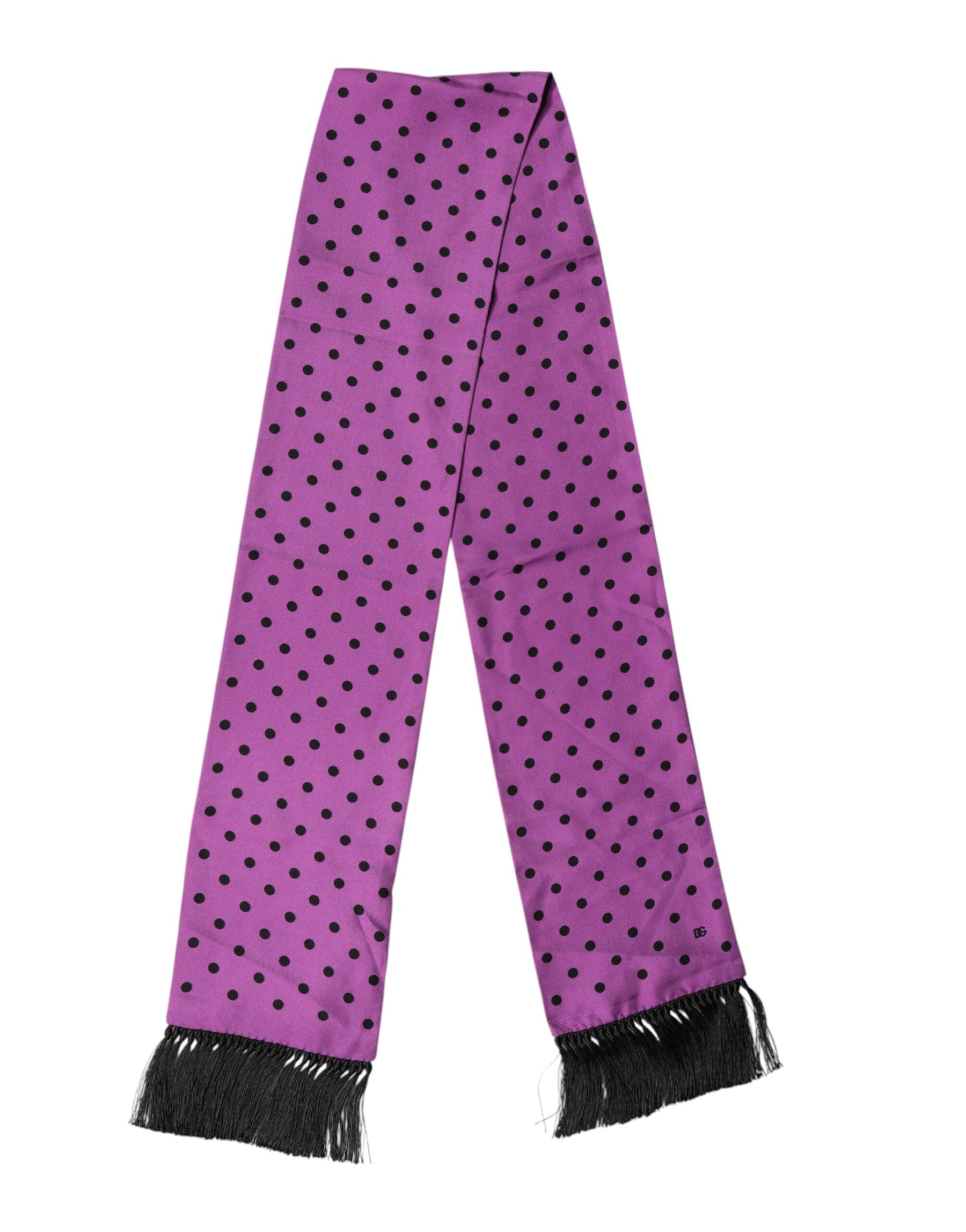 Dolce & Gabbana Violet Polka Dot Fringes Neck Foulard Scarf | Regal Royce