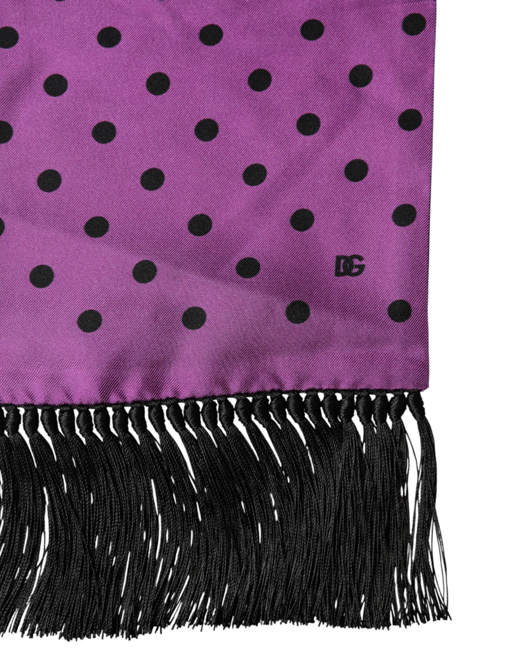 Dolce & Gabbana Violet Polka Dot Fringes Neck Foulard Scarf | Regal Royce