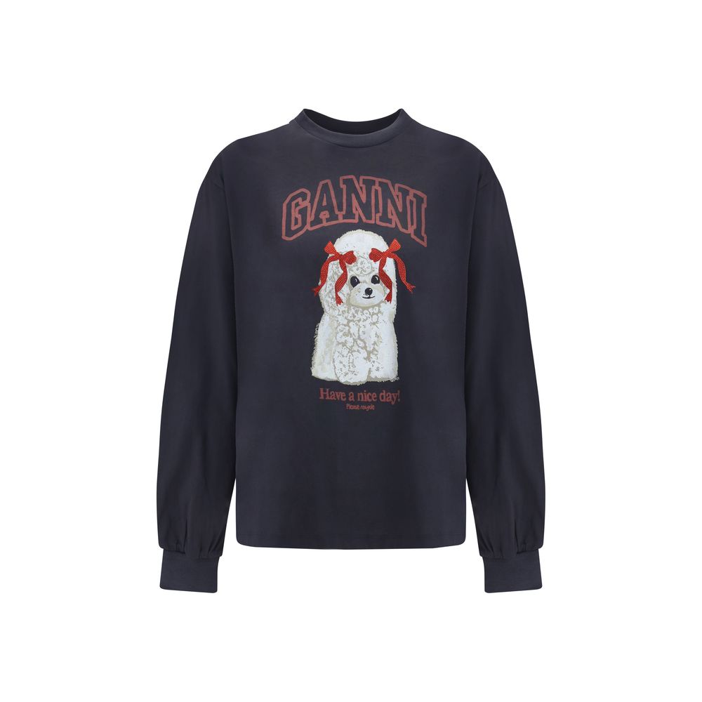 Ganni Black Cotton Sweatshirt | Regal Royce