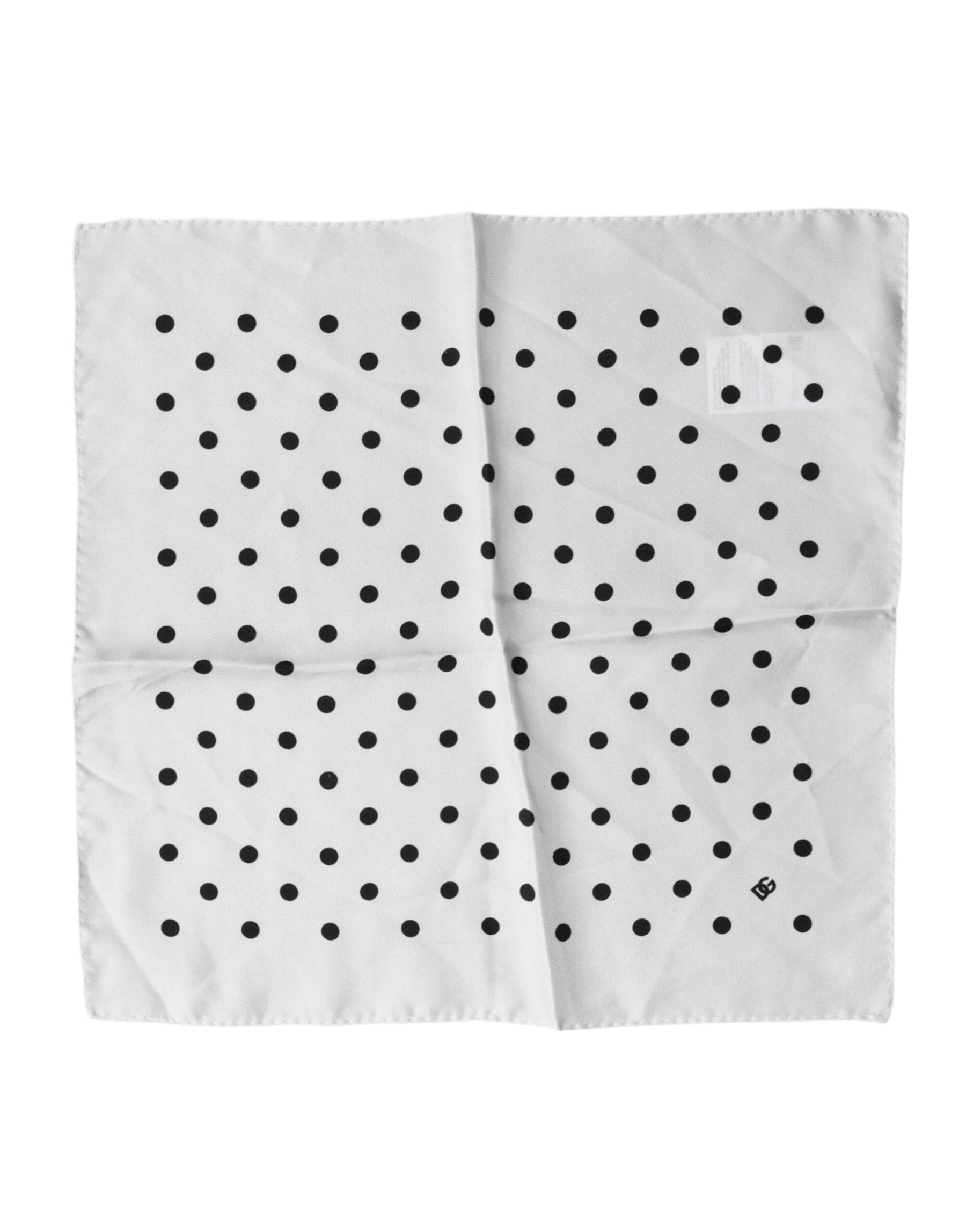 Dolce & Gabbana White Polka Dot Square Handkerchief Scarf | Regal Royce