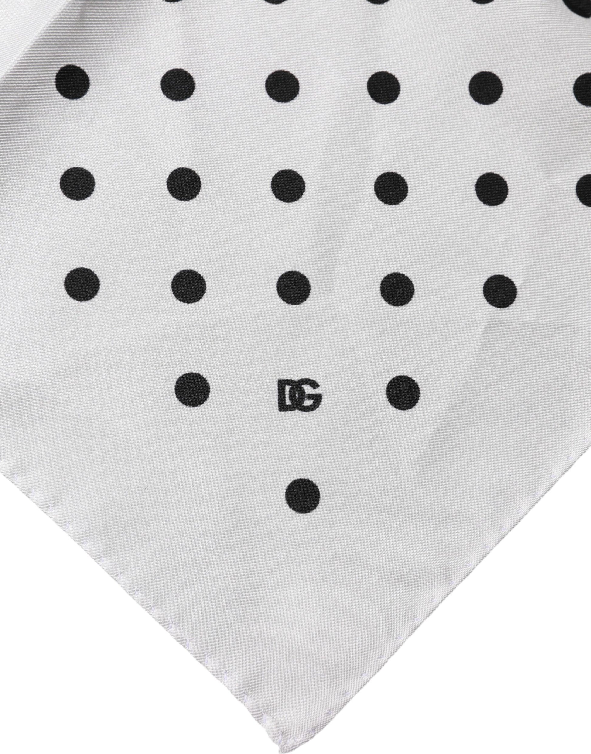 Dolce & Gabbana White Polka Dot Square Handkerchief Scarf | Regal Royce