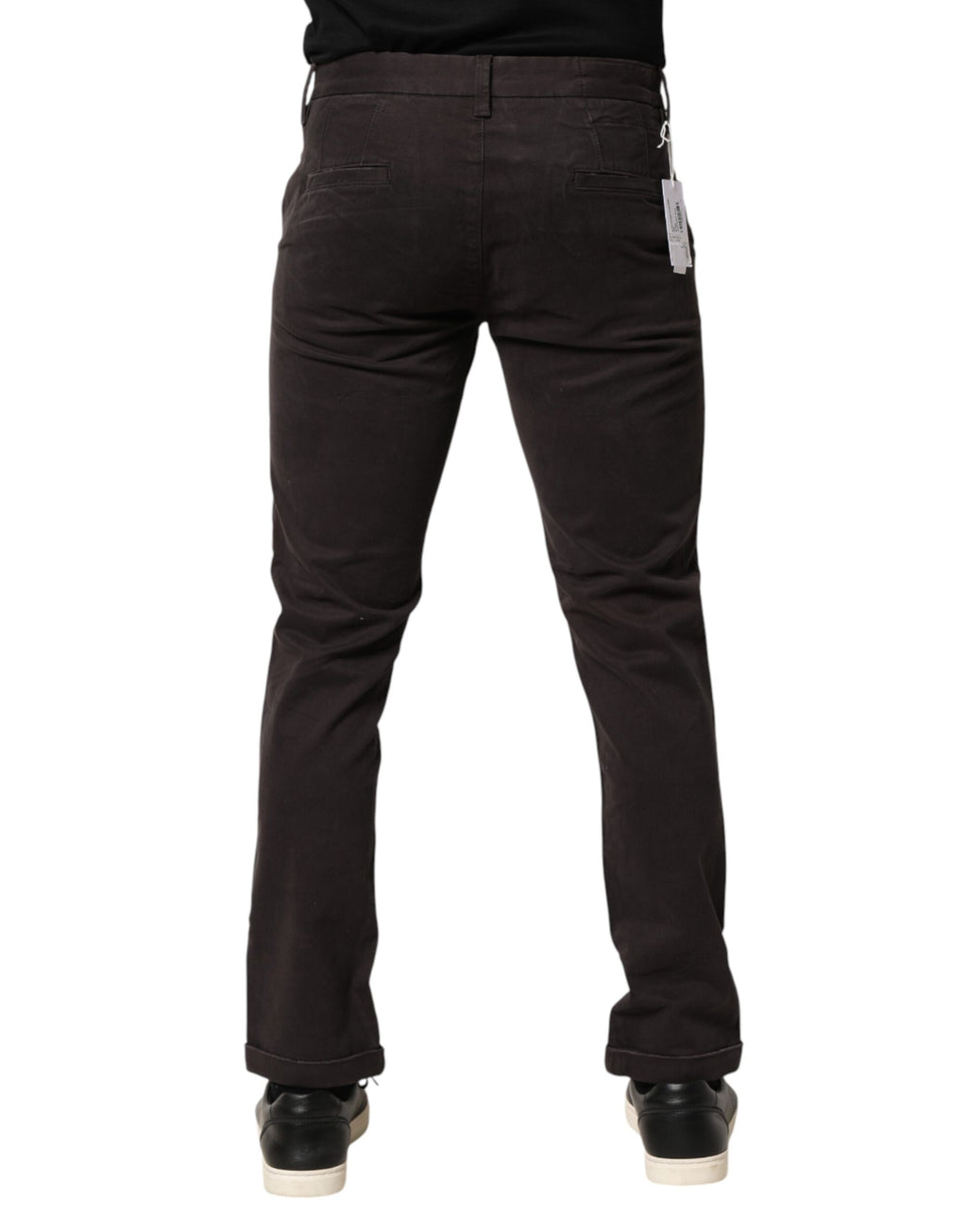 Sun68 Dark Brown Cotton Stretch Skinny Mid Waist Men Trouser Pants