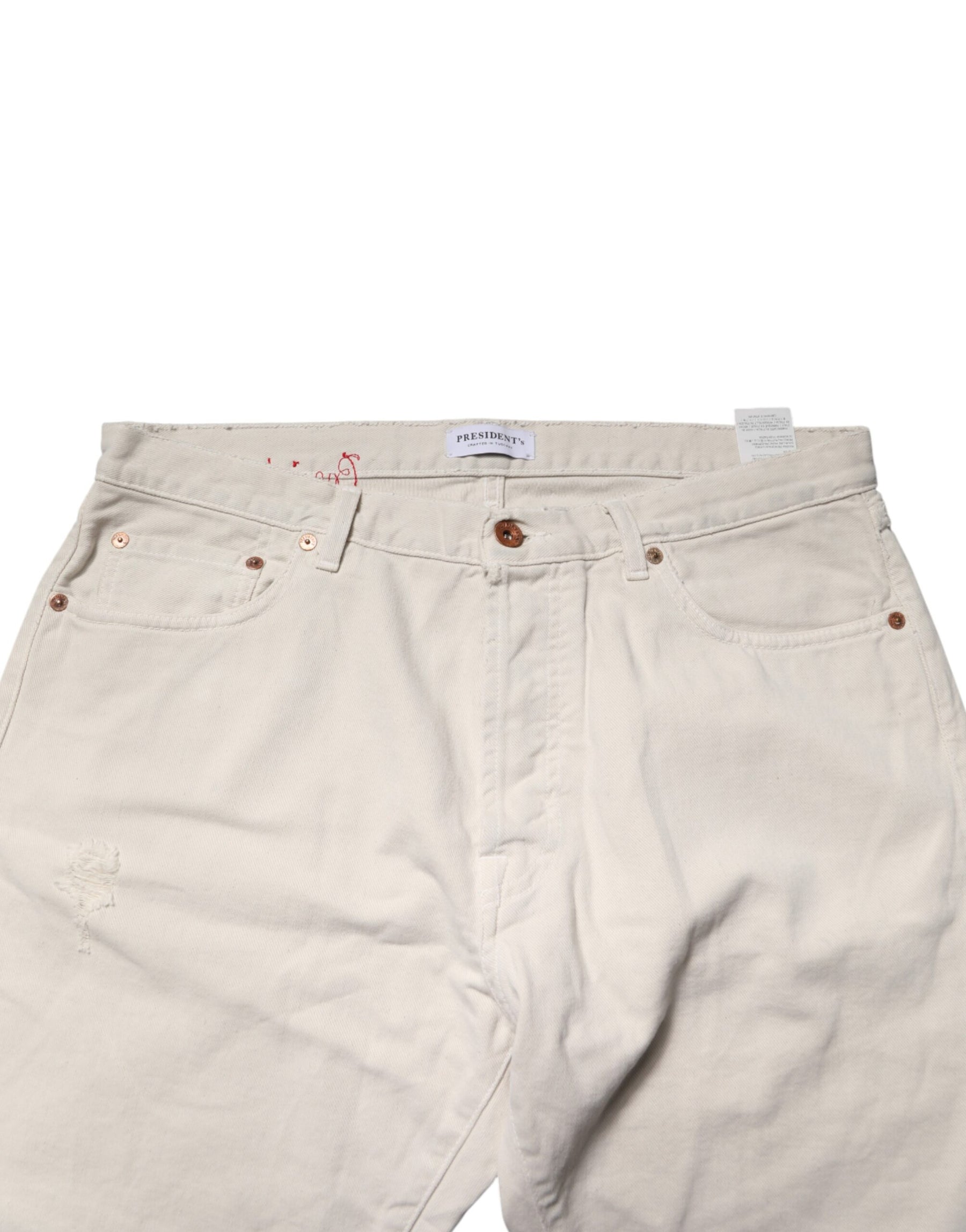 President's White Cotton Straight Mid Waist Denim Men Trouser Jeans | Regal Royce