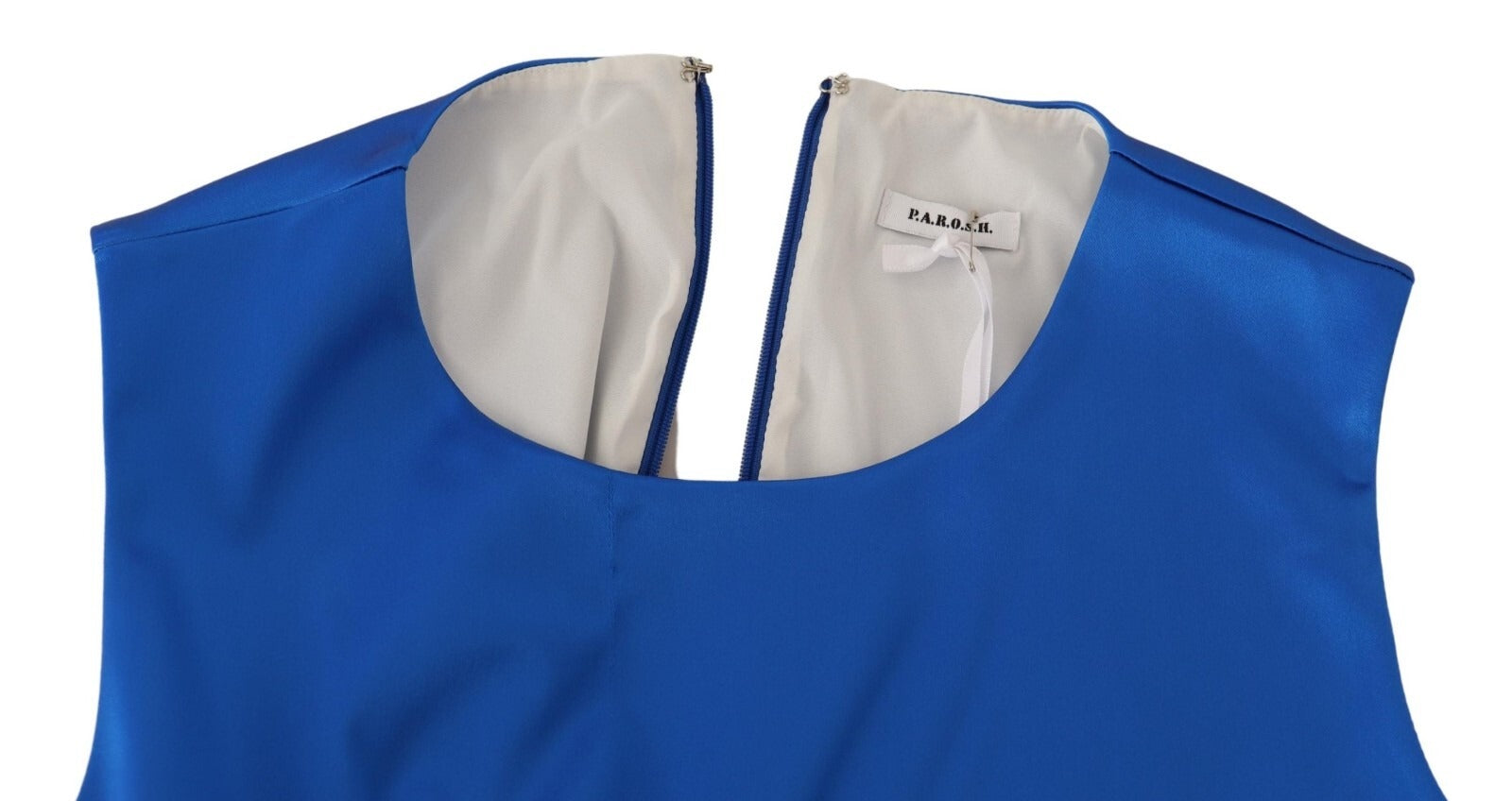 Parosh Acetate Royal Blue Roundneck Sleeveless Sheath Midi Dress | Regal Royce