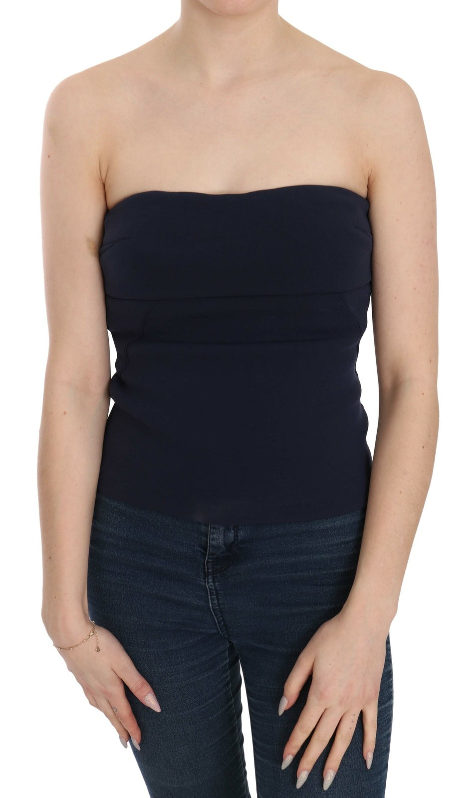 Costume National Strapless Zipper Back Tube Top Blouse | Regal Royce