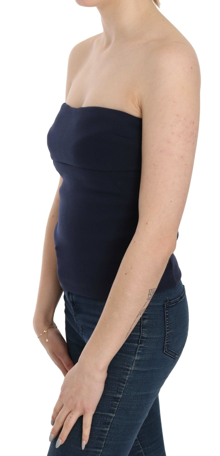 Costume National Strapless Zipper Back Tube Top Blouse | Regal Royce