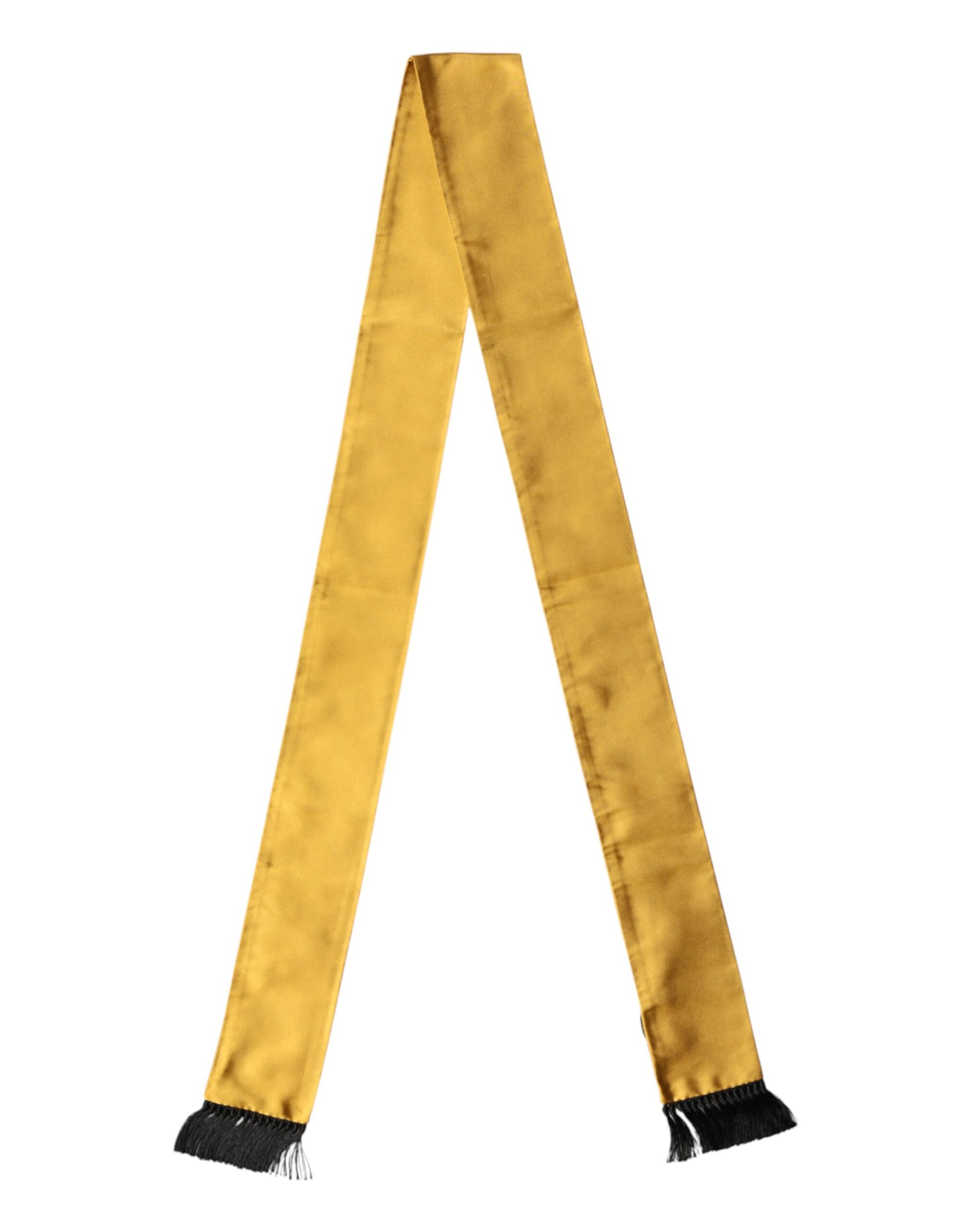 Dolce & Gabbana Yellow Silk Fringes Neck Wrap Foulard Scarf | Regal Royce