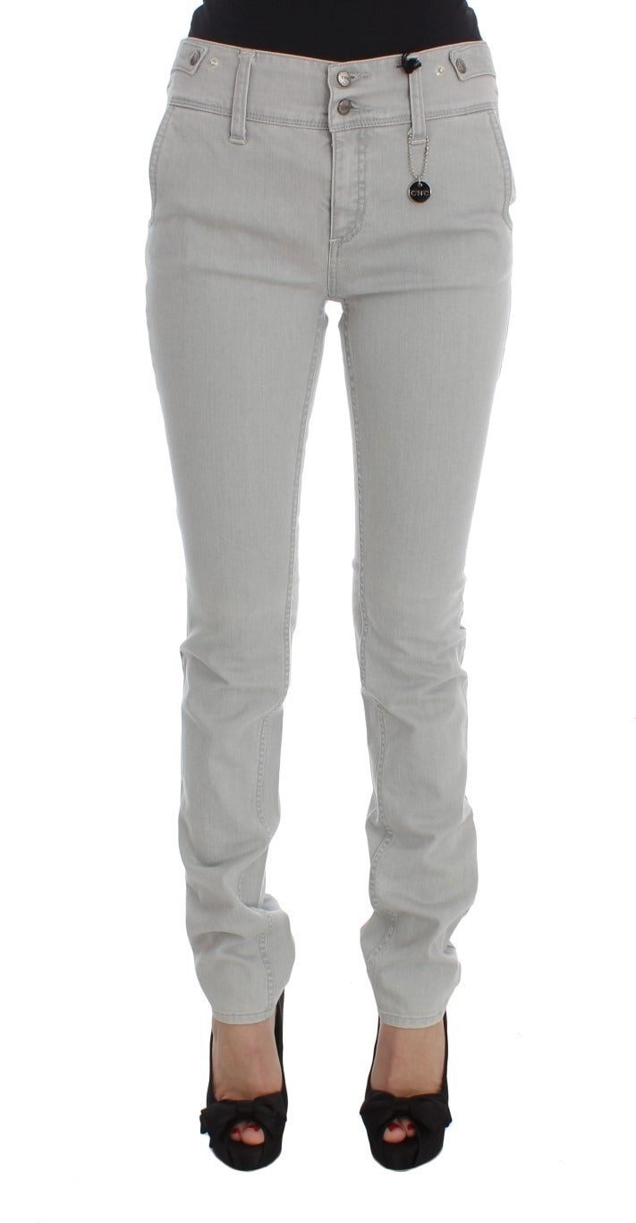 Costume National Pants Gray Cotton Blend Super Slim Fit Jeans | Regal Royce