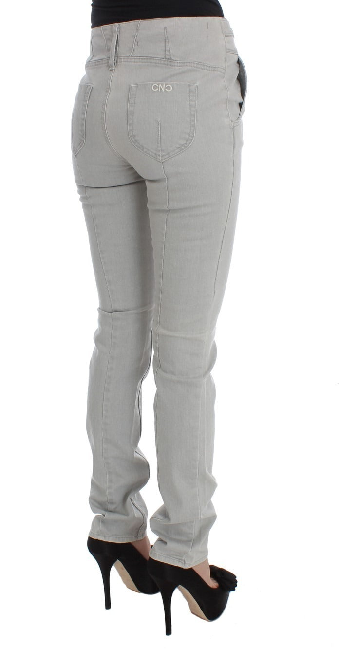 Costume National Pants Gray Cotton Blend Super Slim Fit Jeans | Regal Royce