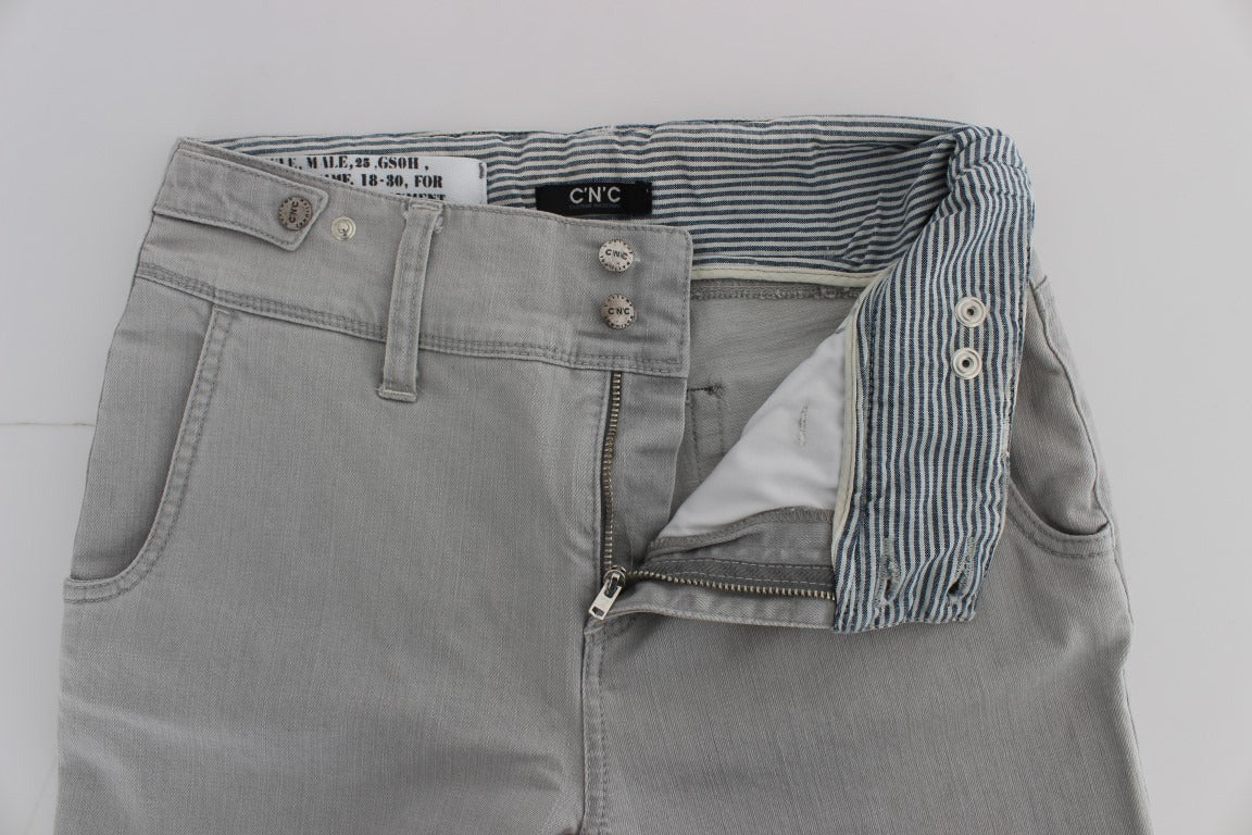 Costume National Pants Gray Cotton Blend Super Slim Fit Jeans | Regal Royce