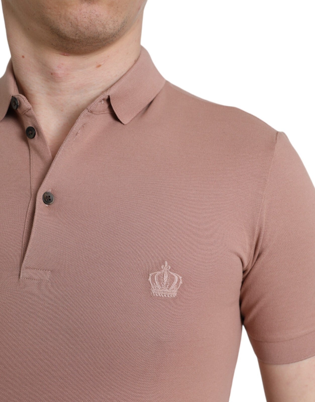 Dolce & Gabbana Pink Collared Short Sleeve Crown Men Polo T-shirt | Regal Royce
