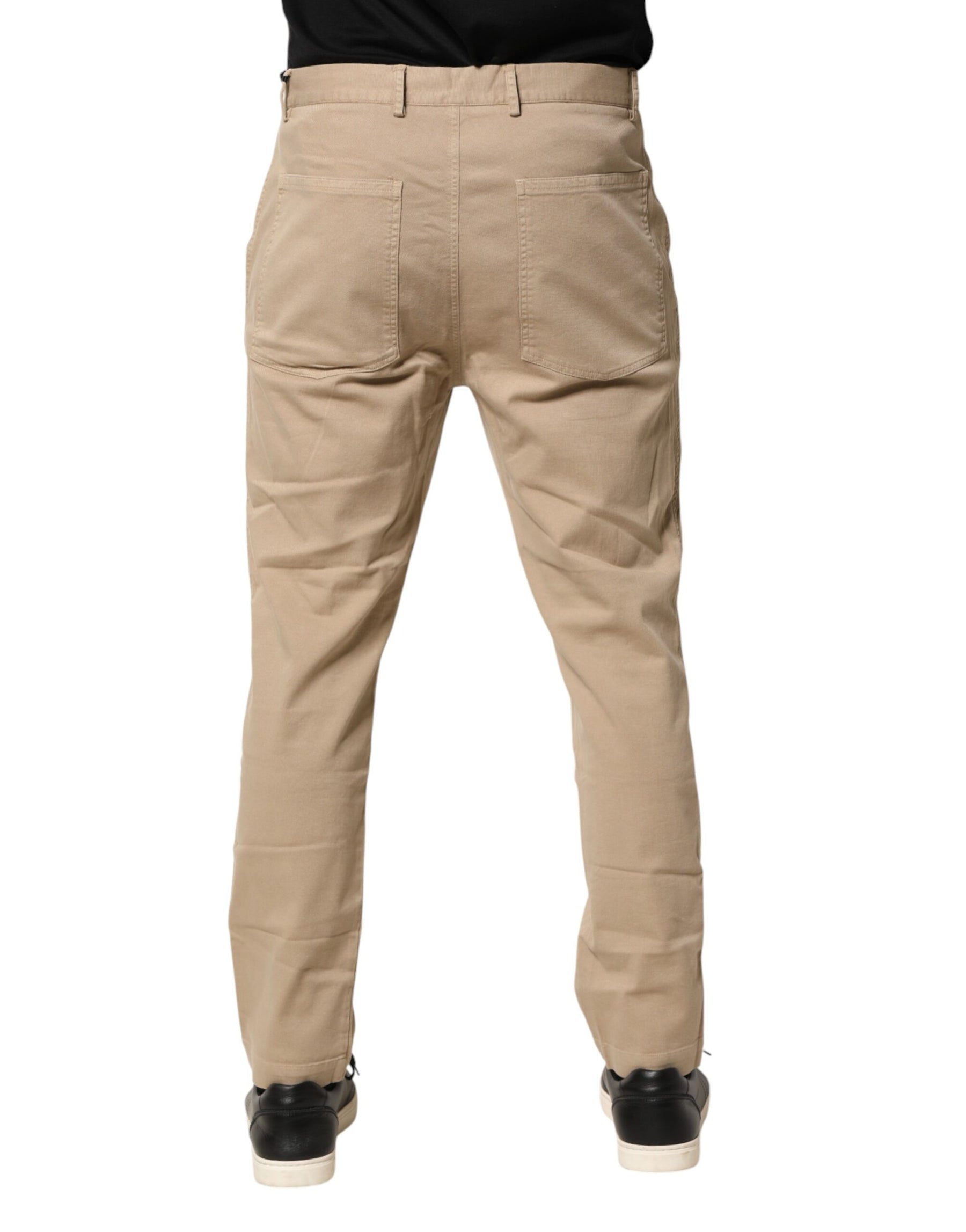 Daniele Alessandrini Beige Cotton Skinny Chino Trouser Pants | Regal Royce