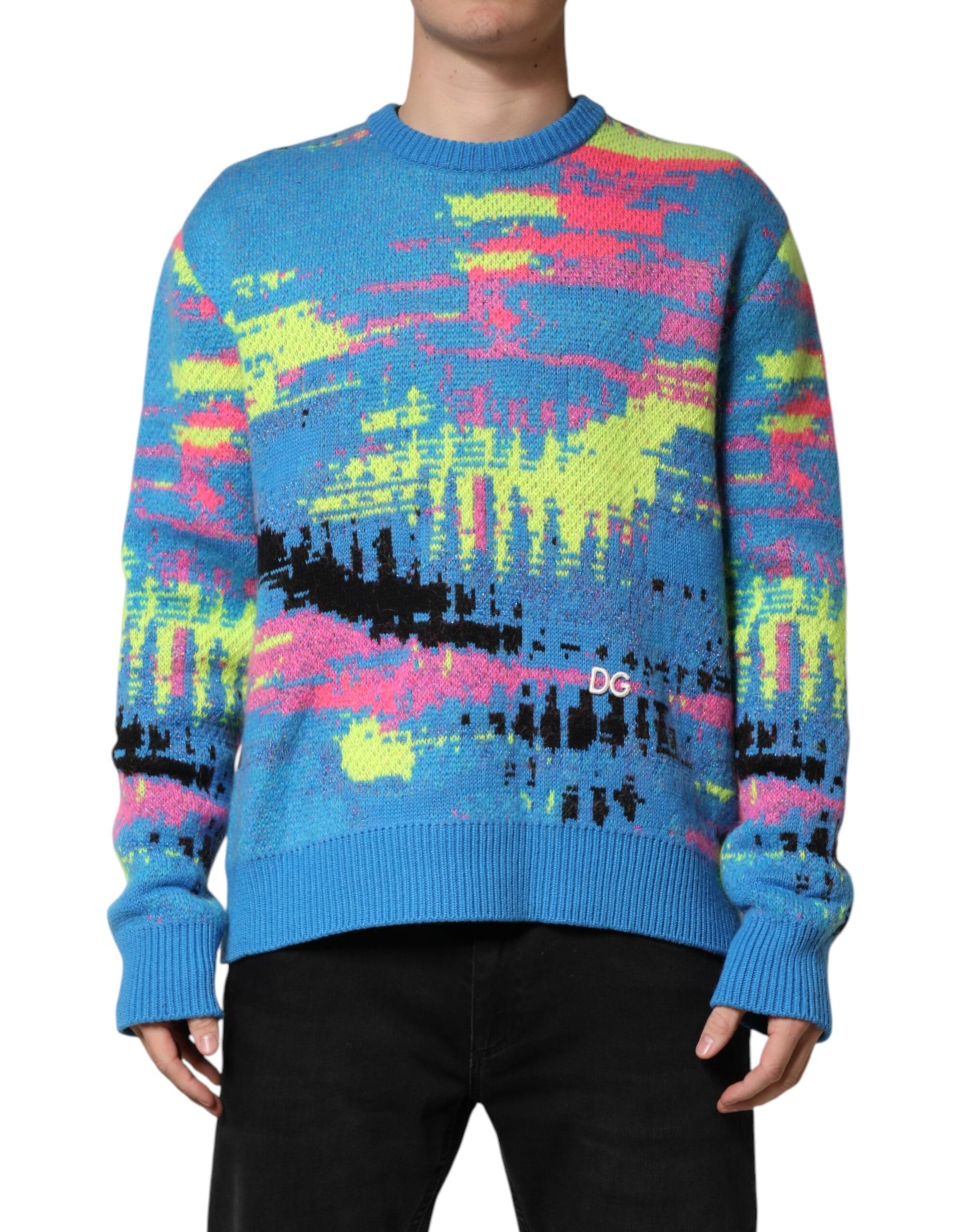 Dolce & Gabbana Multicolor Men Crew Neck Pullover Sweater | Regal Royce
