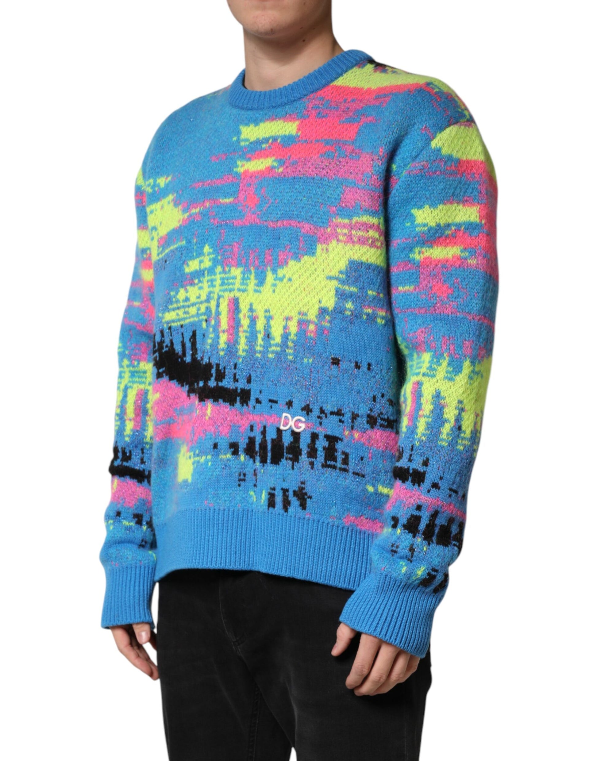 Dolce & Gabbana Multicolor Men Crew Neck Pullover Sweater | Regal Royce