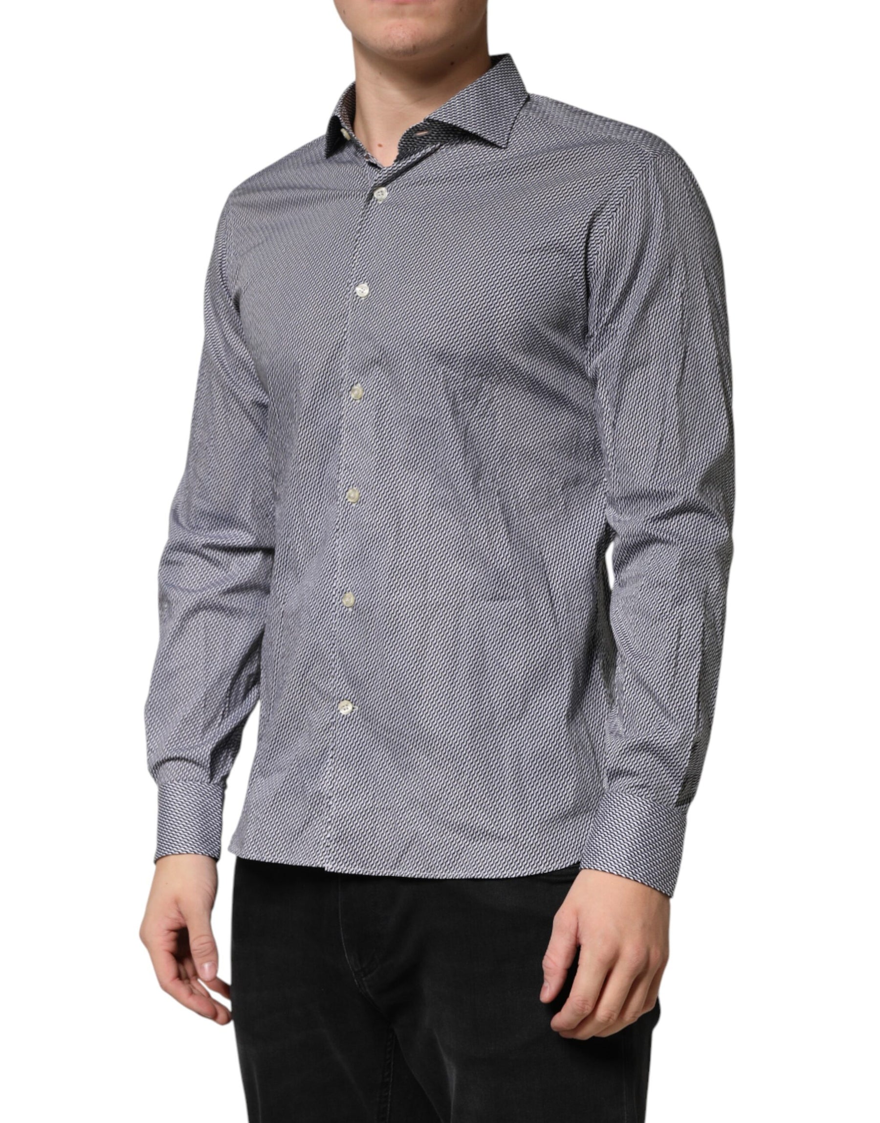 Domenico Tagliente Gray Patterned Long Sleeves Dress Shirt | Regal Royce