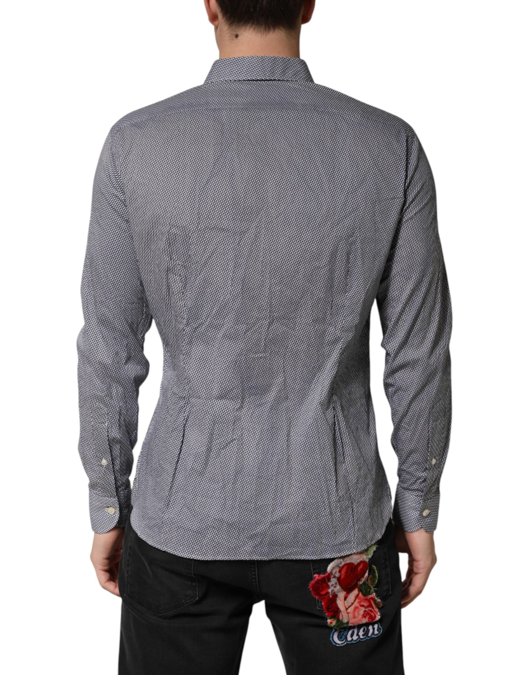 Domenico Tagliente Gray Patterned Long Sleeves Dress Shirt | Regal Royce