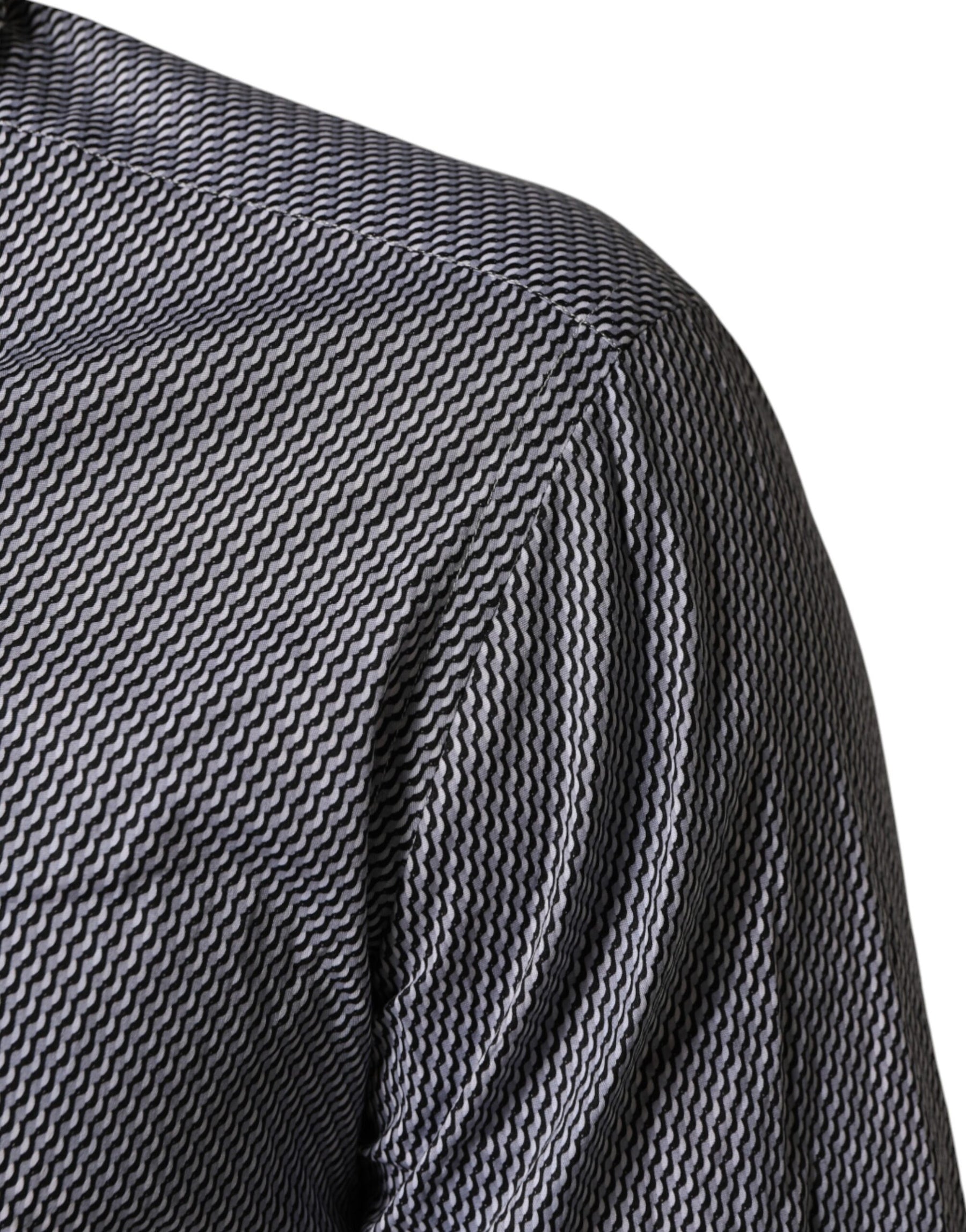 Domenico Tagliente Gray Patterned Long Sleeves Dress Shirt | Regal Royce