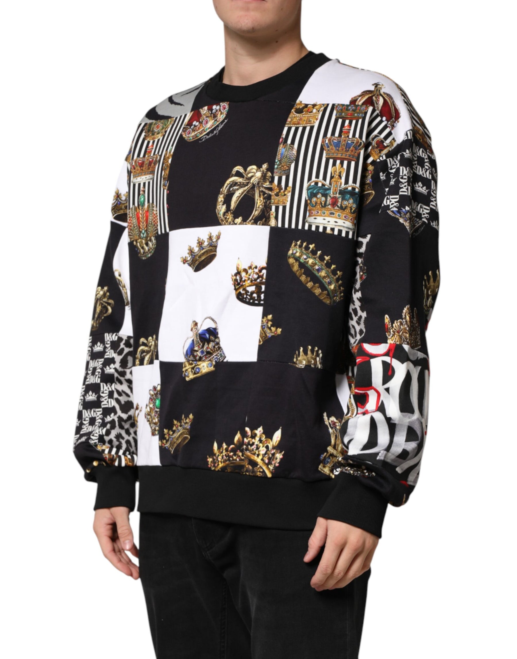 Dolce & Gabbana Multicolor Crown Print Sweatshirt Sweater | Regal Royce
