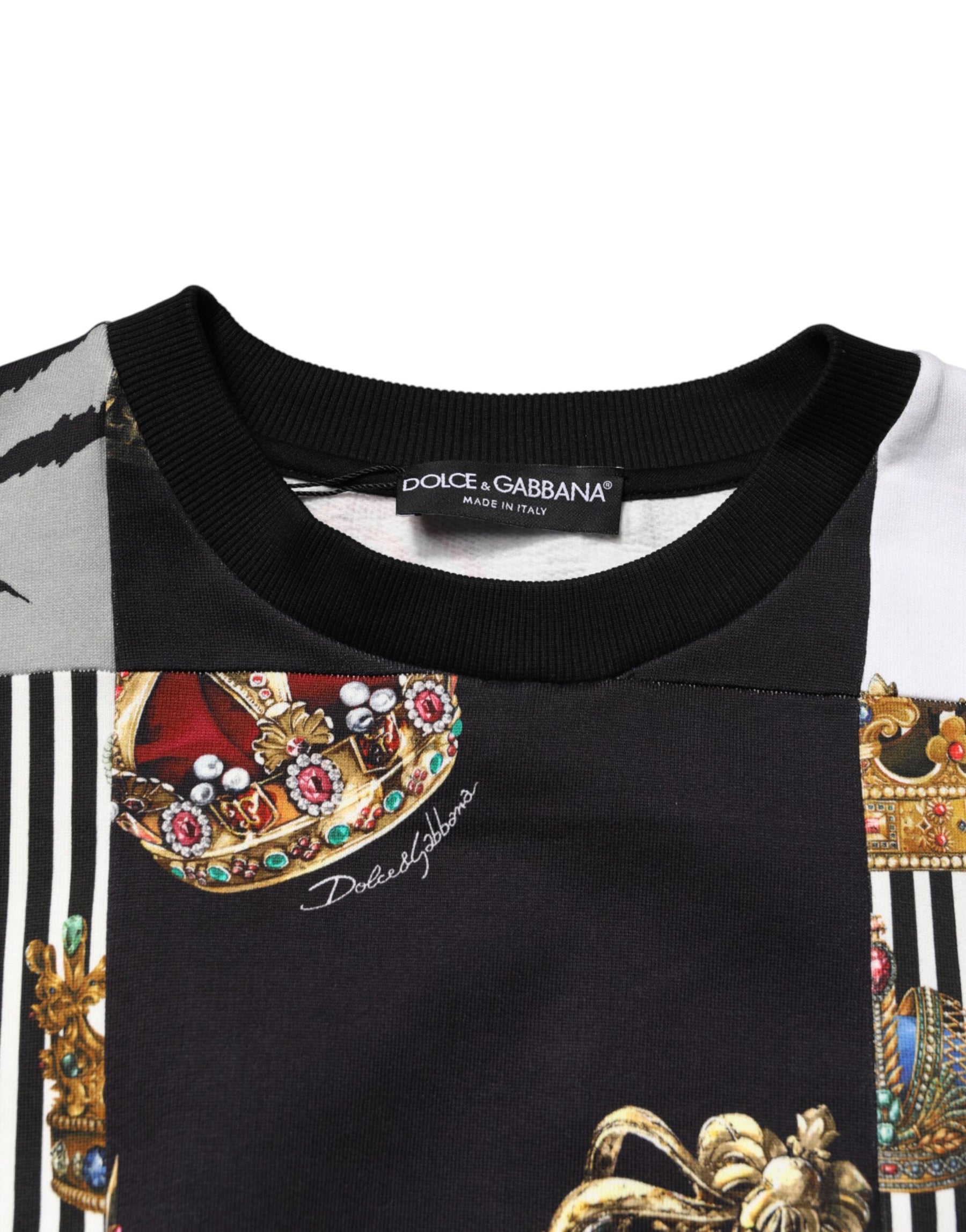 Dolce & Gabbana Multicolor Crown Print Sweatshirt Sweater | Regal Royce