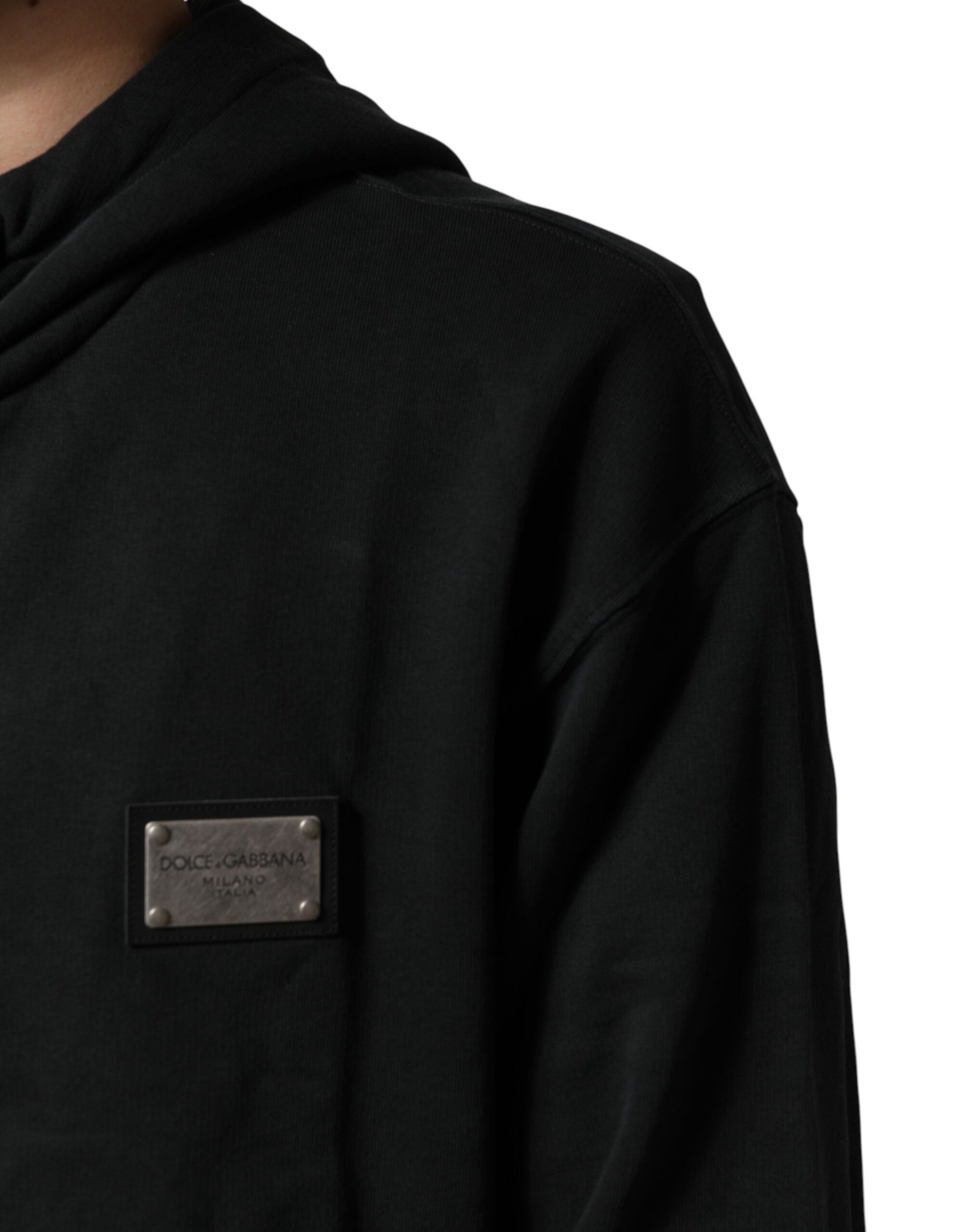 Dolce & Gabbana Black Full Zip Hooded Men Sweatshirt Sweater | Regal Royce