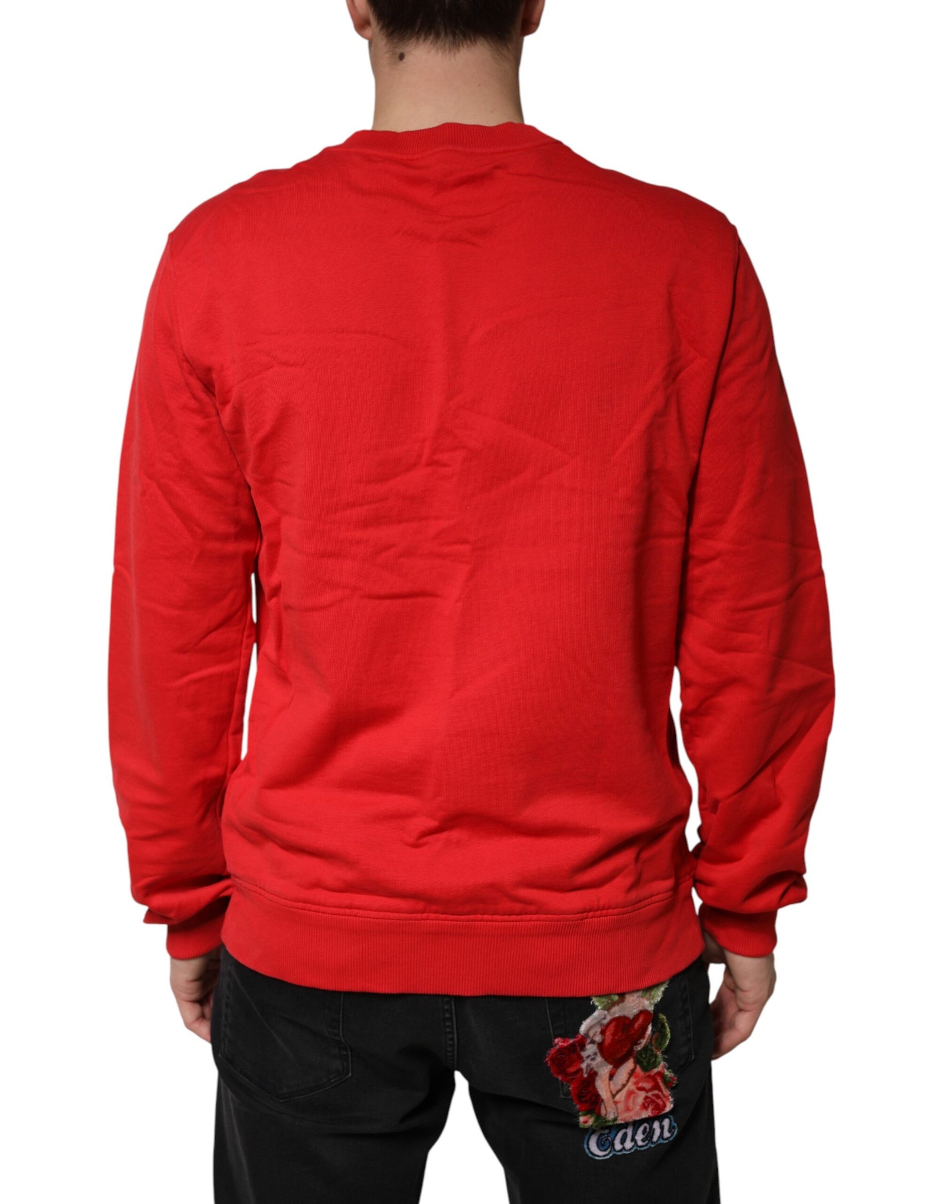 Dolce & Gabbana Red Logo Cotton Crew Neck Sweatshirt Sweater | Regal Royce