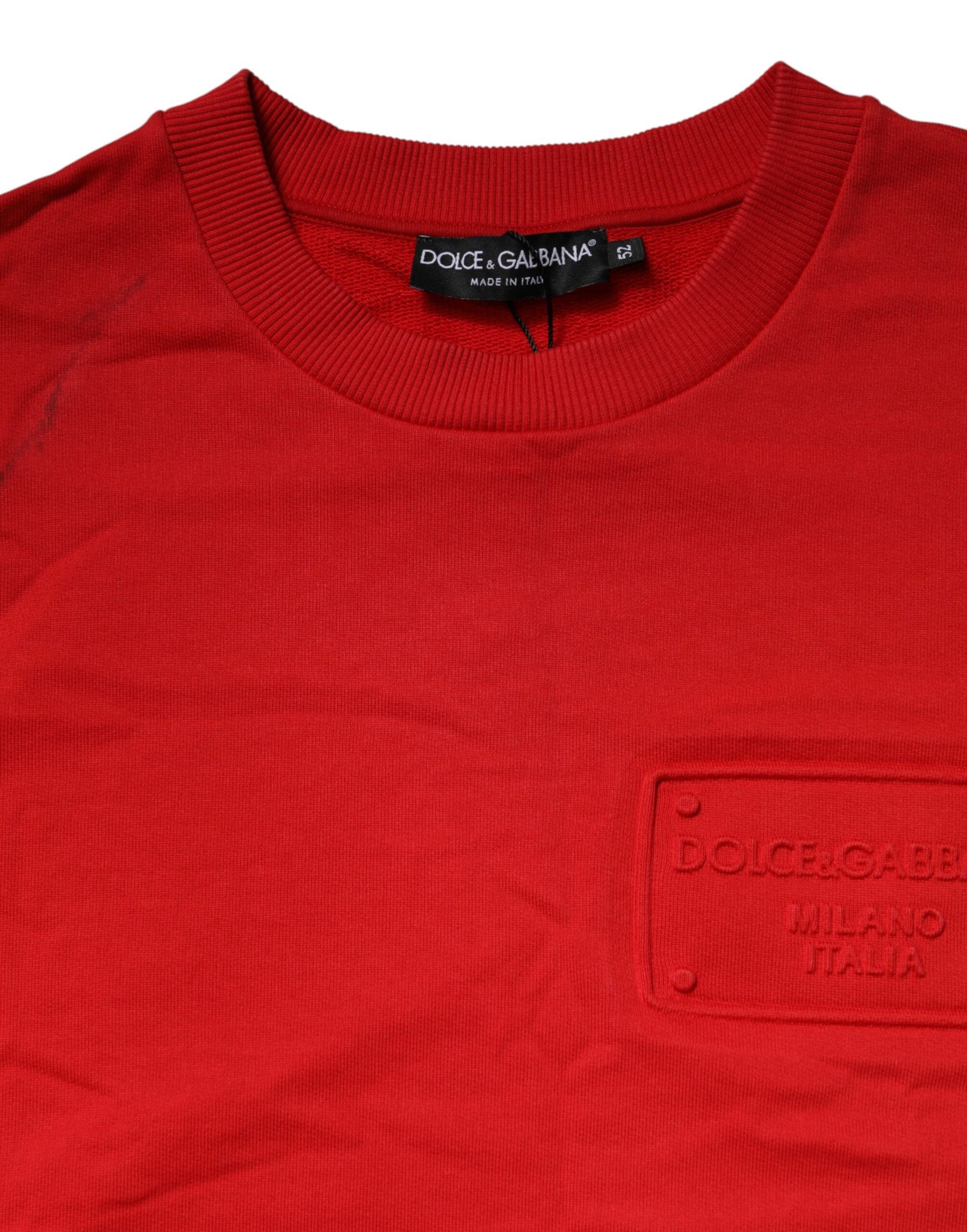 Dolce & Gabbana Red Logo Cotton Crew Neck Sweatshirt Sweater | Regal Royce