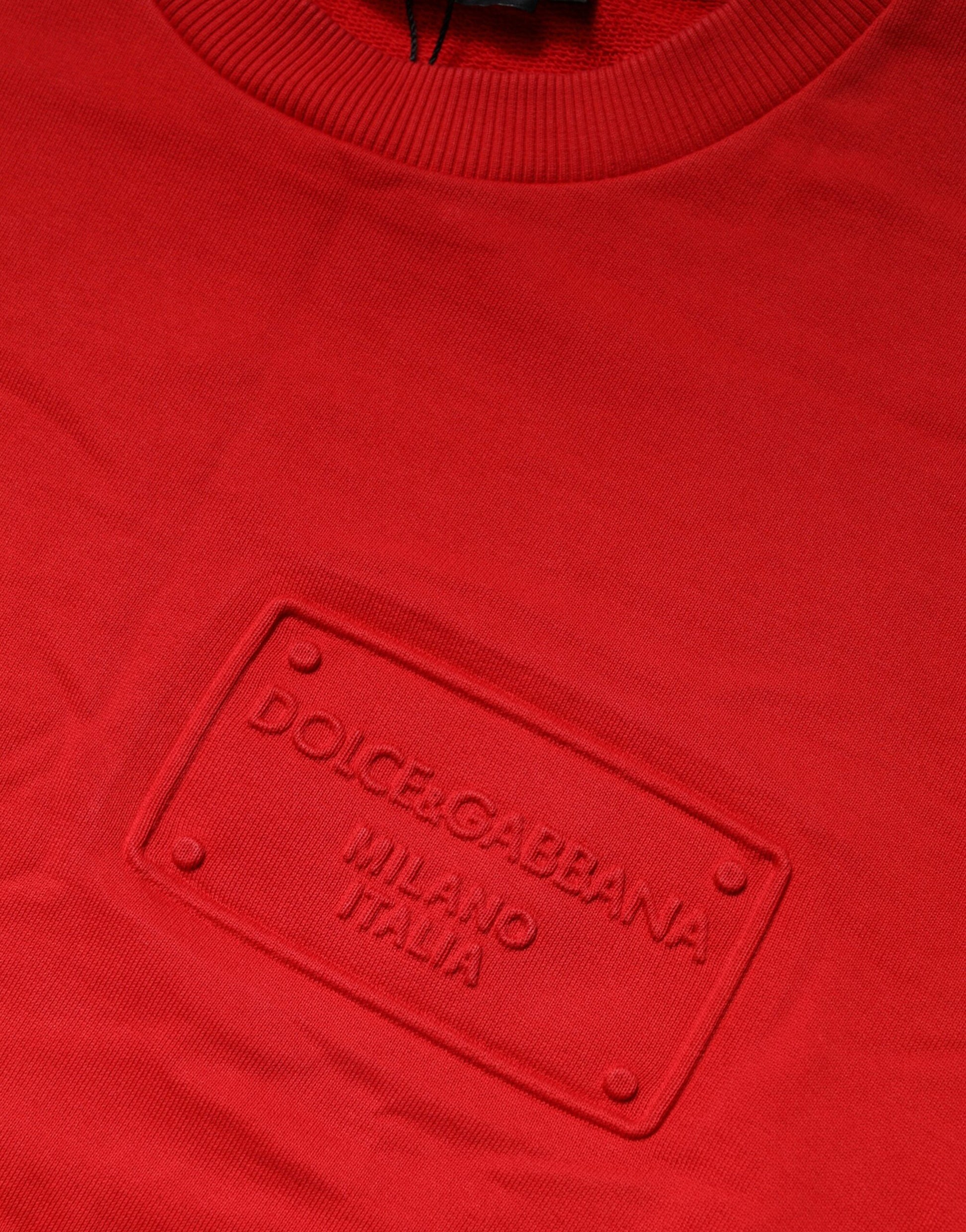 Dolce & Gabbana Red Logo Cotton Crew Neck Sweatshirt Sweater | Regal Royce