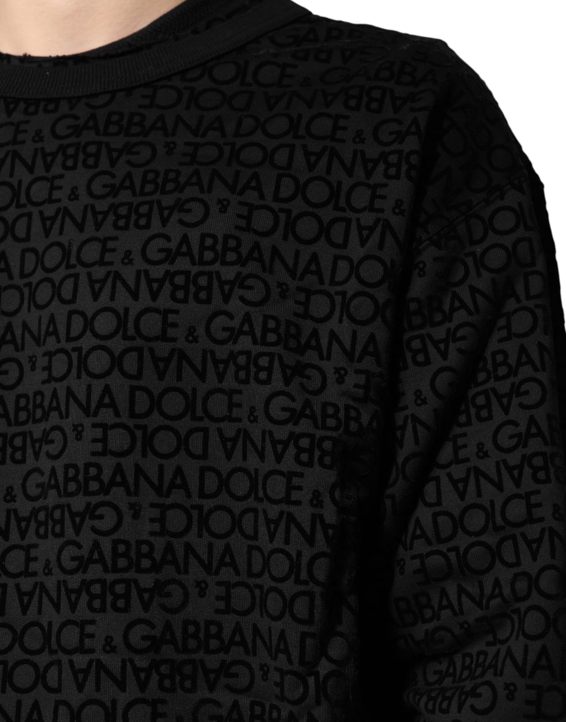 Dolce & Gabbana Black Monogram Crew Neck Sweatshirt Sweater | Regal Royce