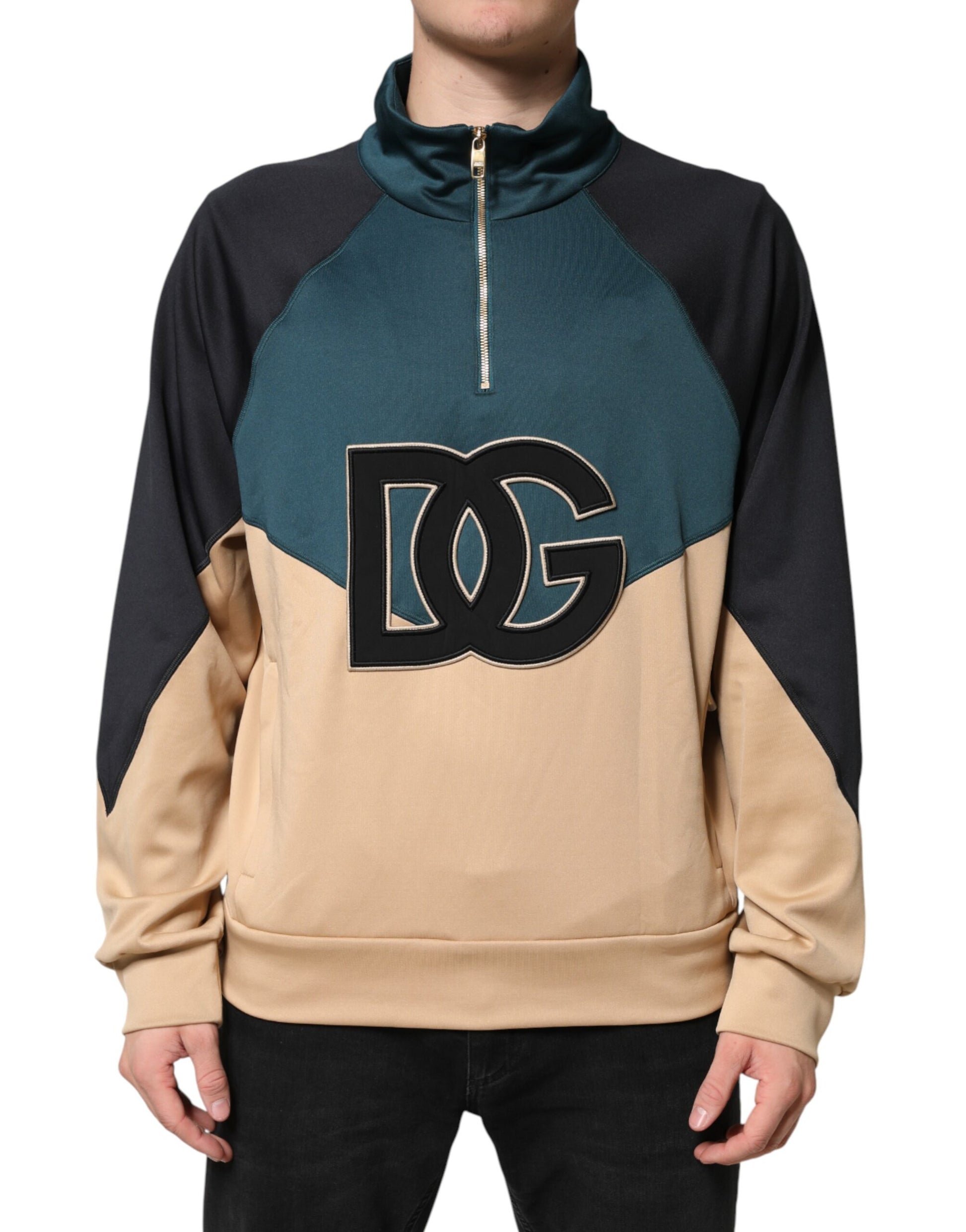 Dolce & Gabbana DG Mock Neck Sweatshirt Sweater  Multicolor | Regal Royce