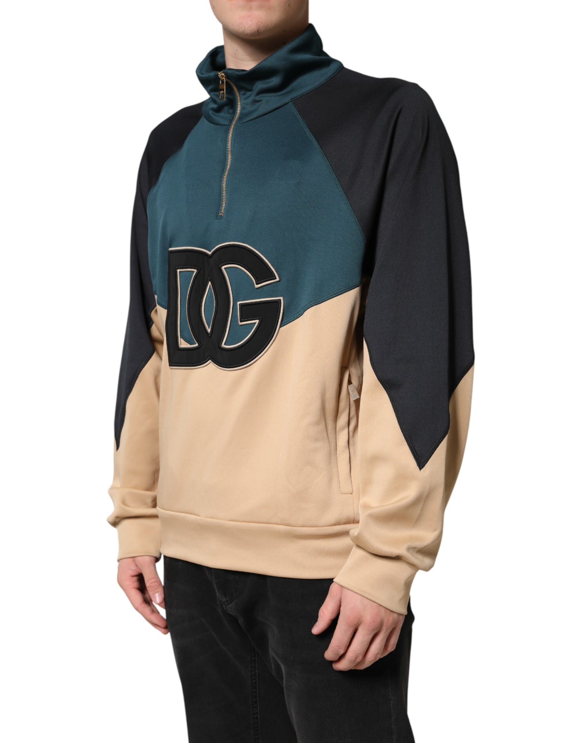 Dolce & Gabbana DG Mock Neck Sweatshirt Sweater  Multicolor | Regal Royce