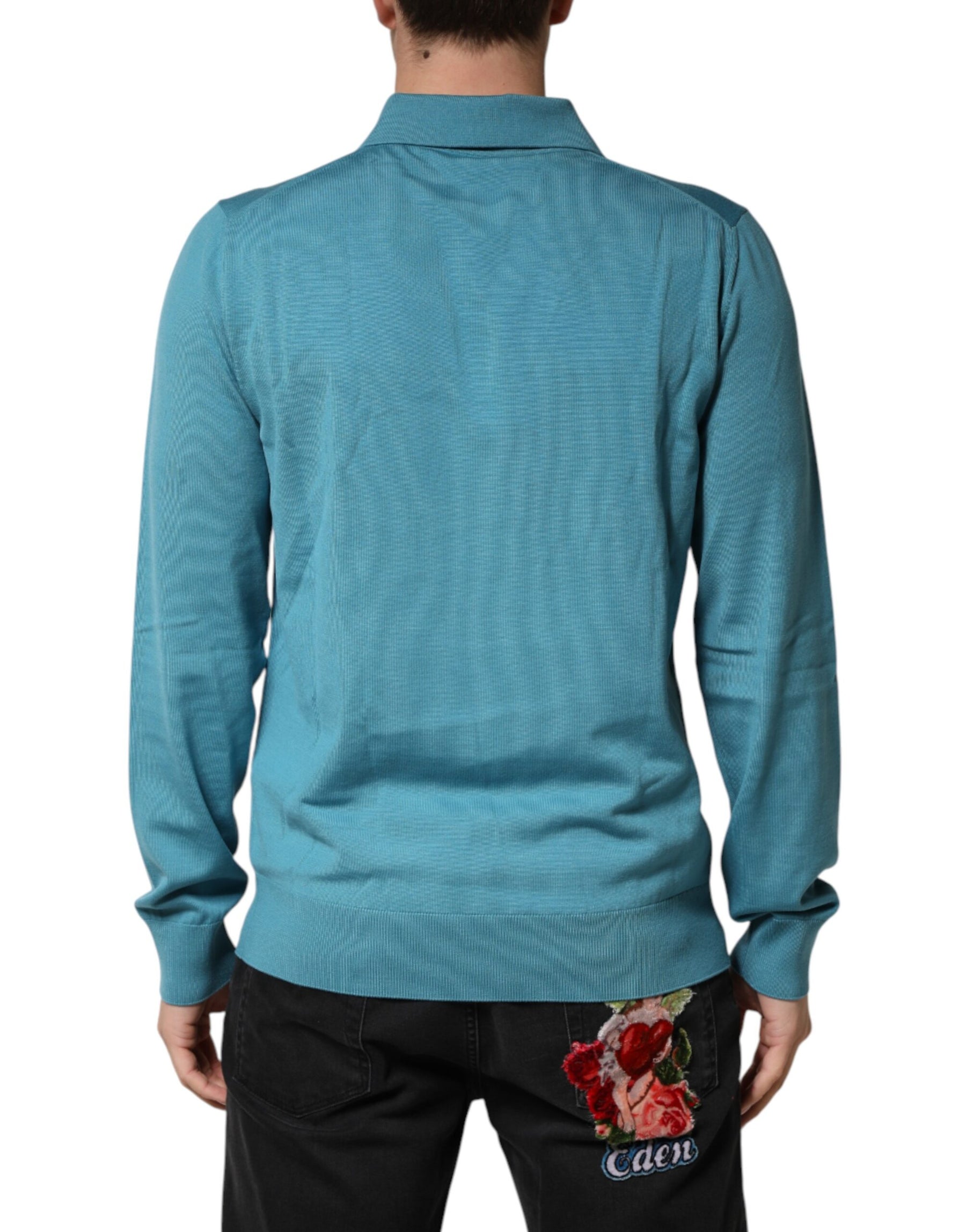 Dolce & Gabbana Teal Wool Collared Polo Pullover Sweater | Regal Royce