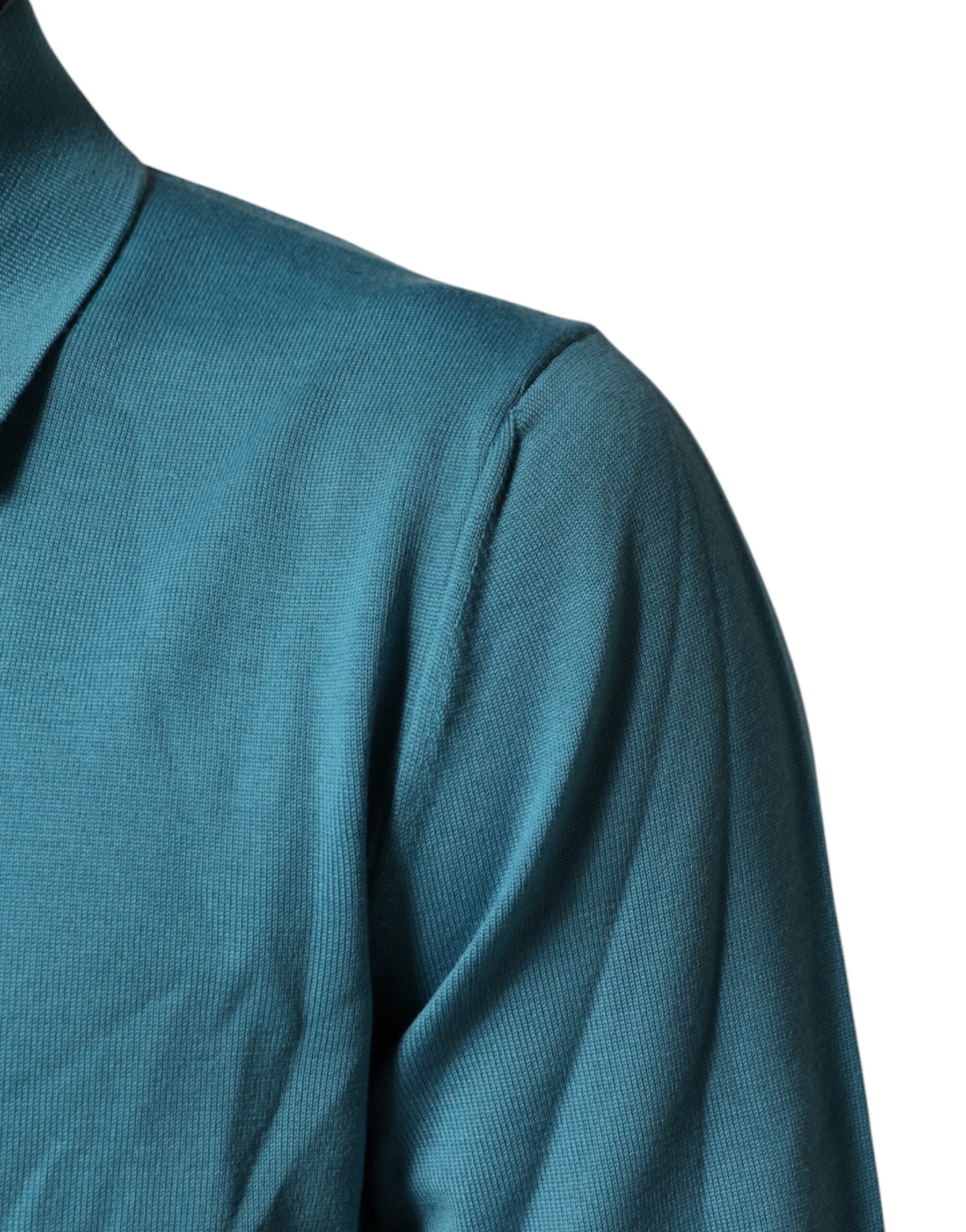 Dolce & Gabbana Teal Wool Collared Polo Pullover Sweater | Regal Royce