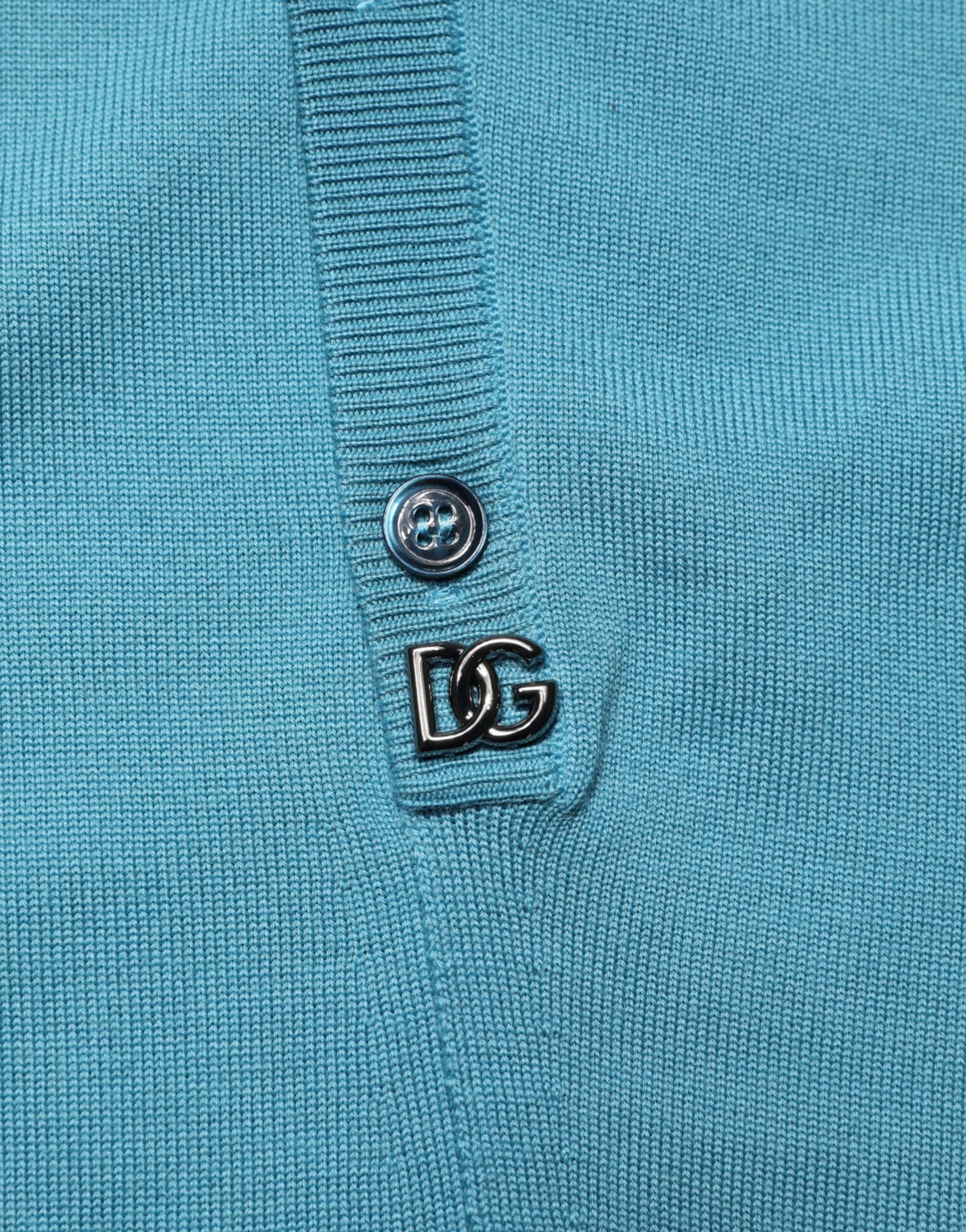 Dolce & Gabbana Teal Wool Collared Polo Pullover Sweater | Regal Royce