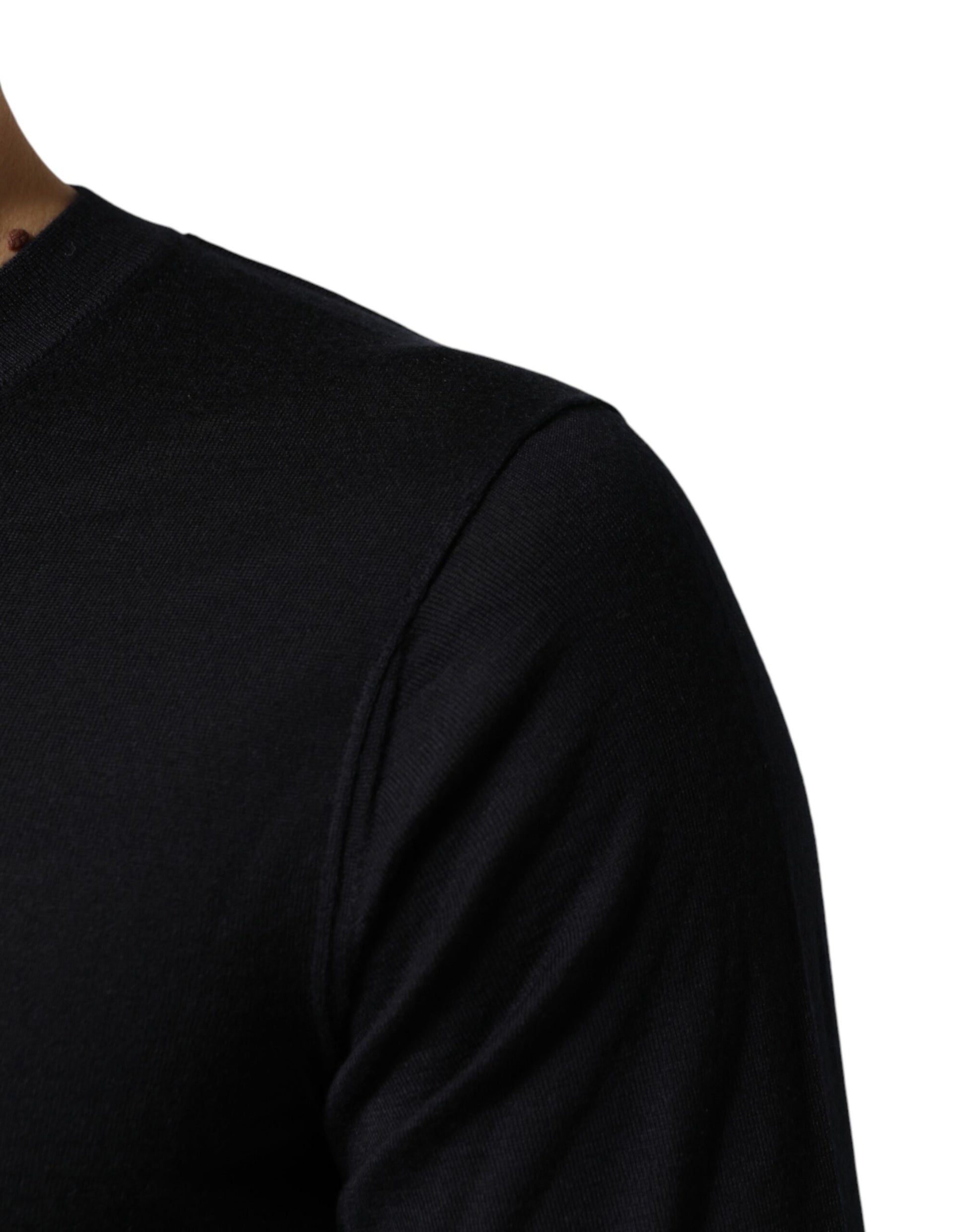 Dolce & Gabbana Black Cashmere V-Neck Men Pullover Sweater | Regal Royce