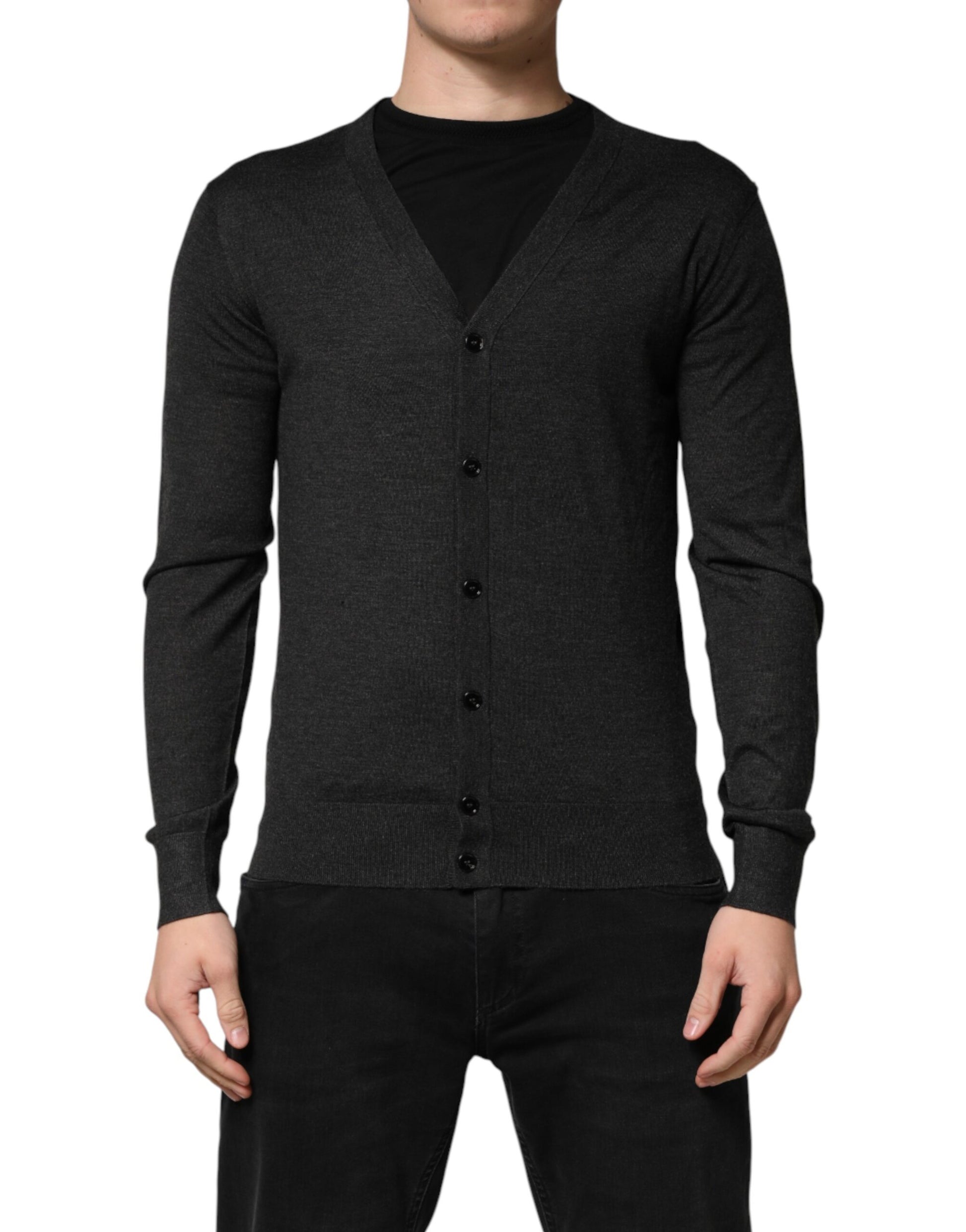 Dolce & Gabbana Black Cashmere Buttoned Men Cardigan Sweater | Regal Royce