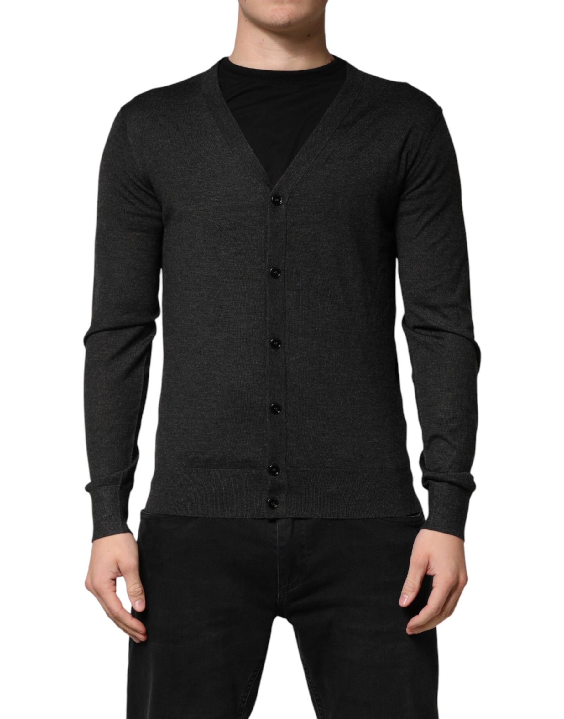 Dolce & Gabbana Black Cashmere Buttoned Men Cardigan Sweater | Regal Royce