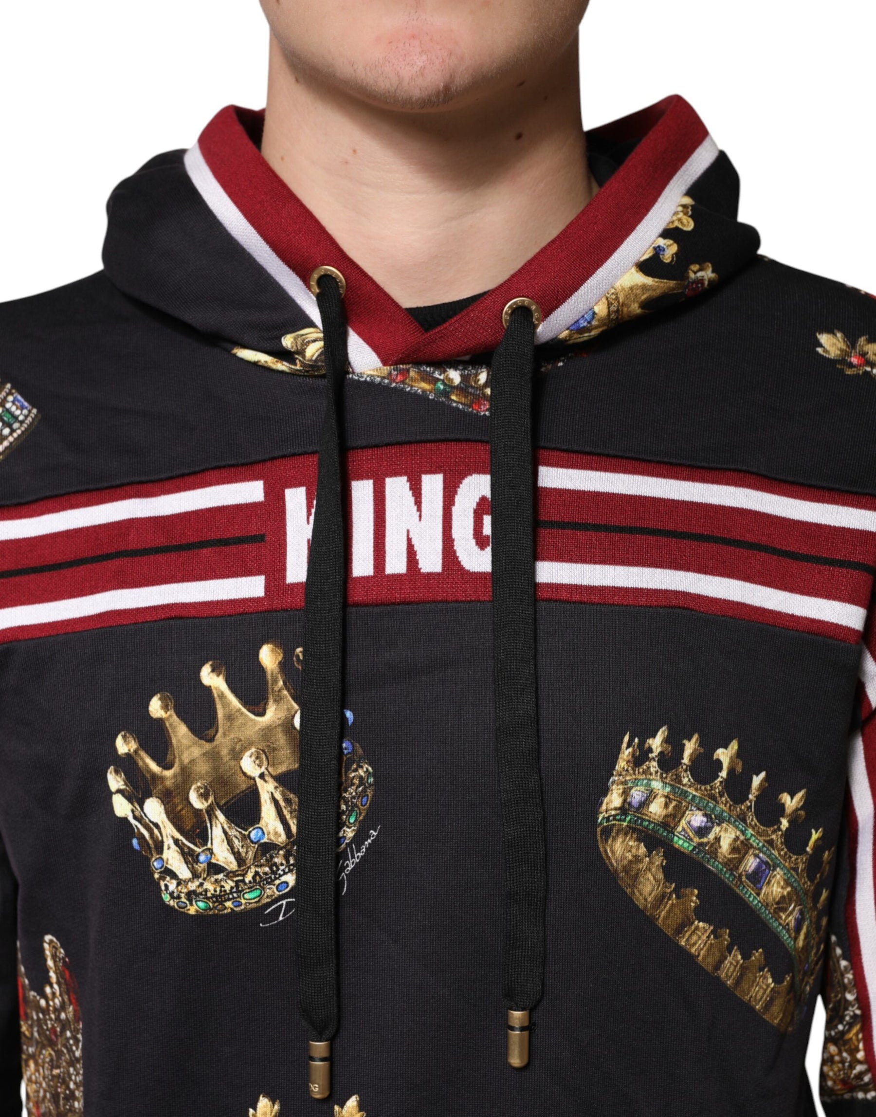 Dolce & Gabbana Black King Crown Hooded Sweatshirt Sweater | Regal Royce