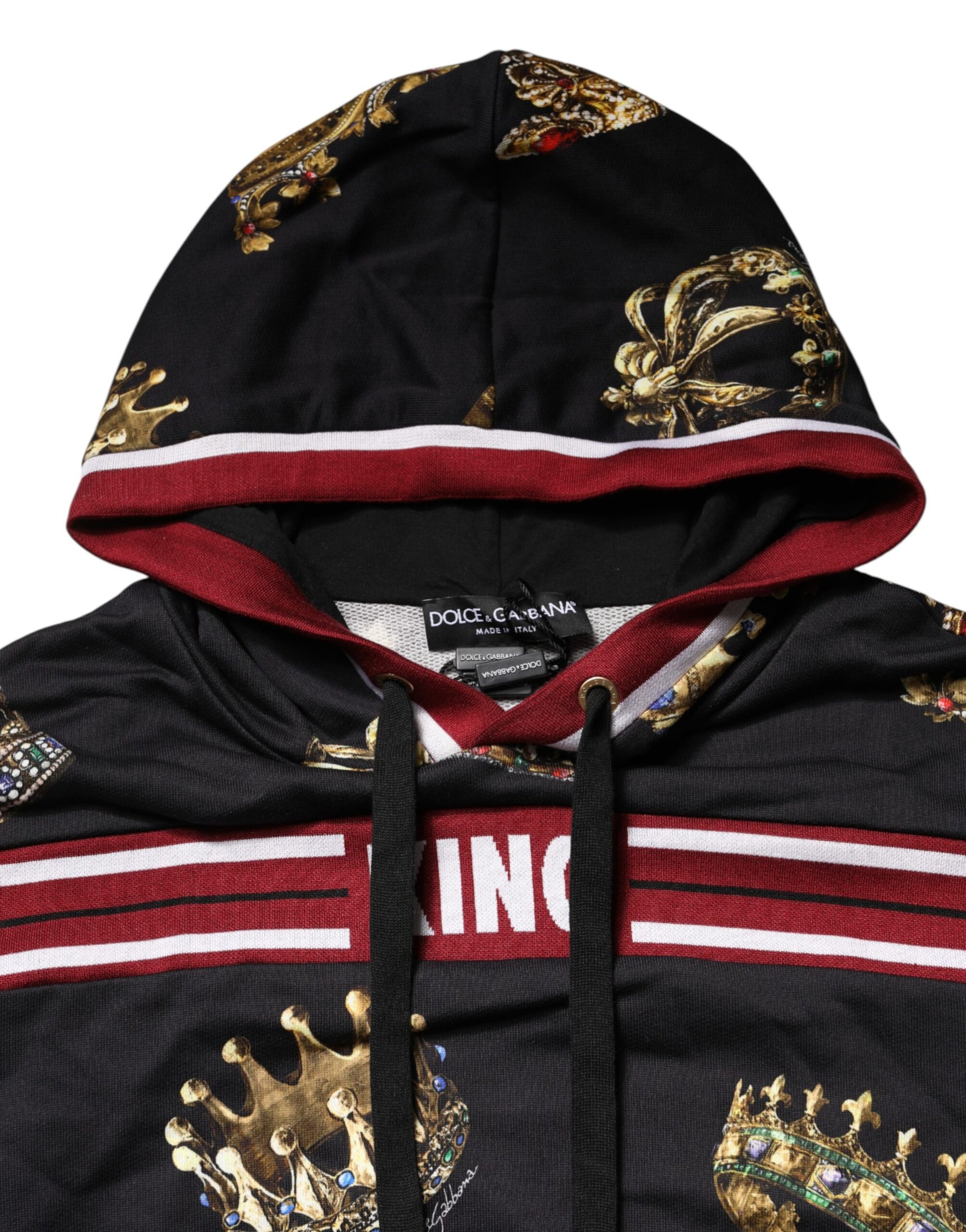 Dolce & Gabbana Black King Crown Hooded Sweatshirt Sweater | Regal Royce