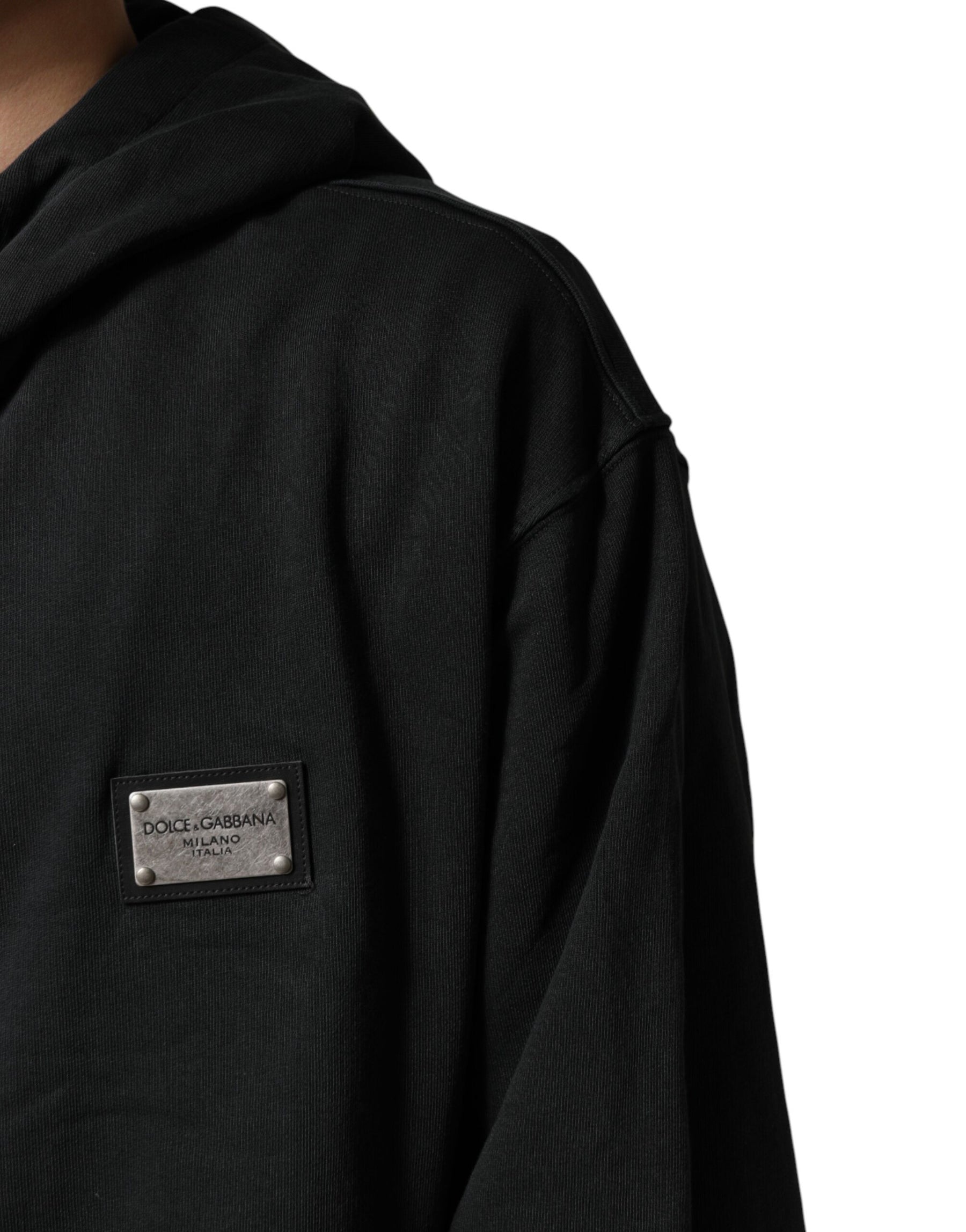 Dolce & Gabbana Black Logo Zipped Hooded Sweatshirt Sweater | Regal Royce