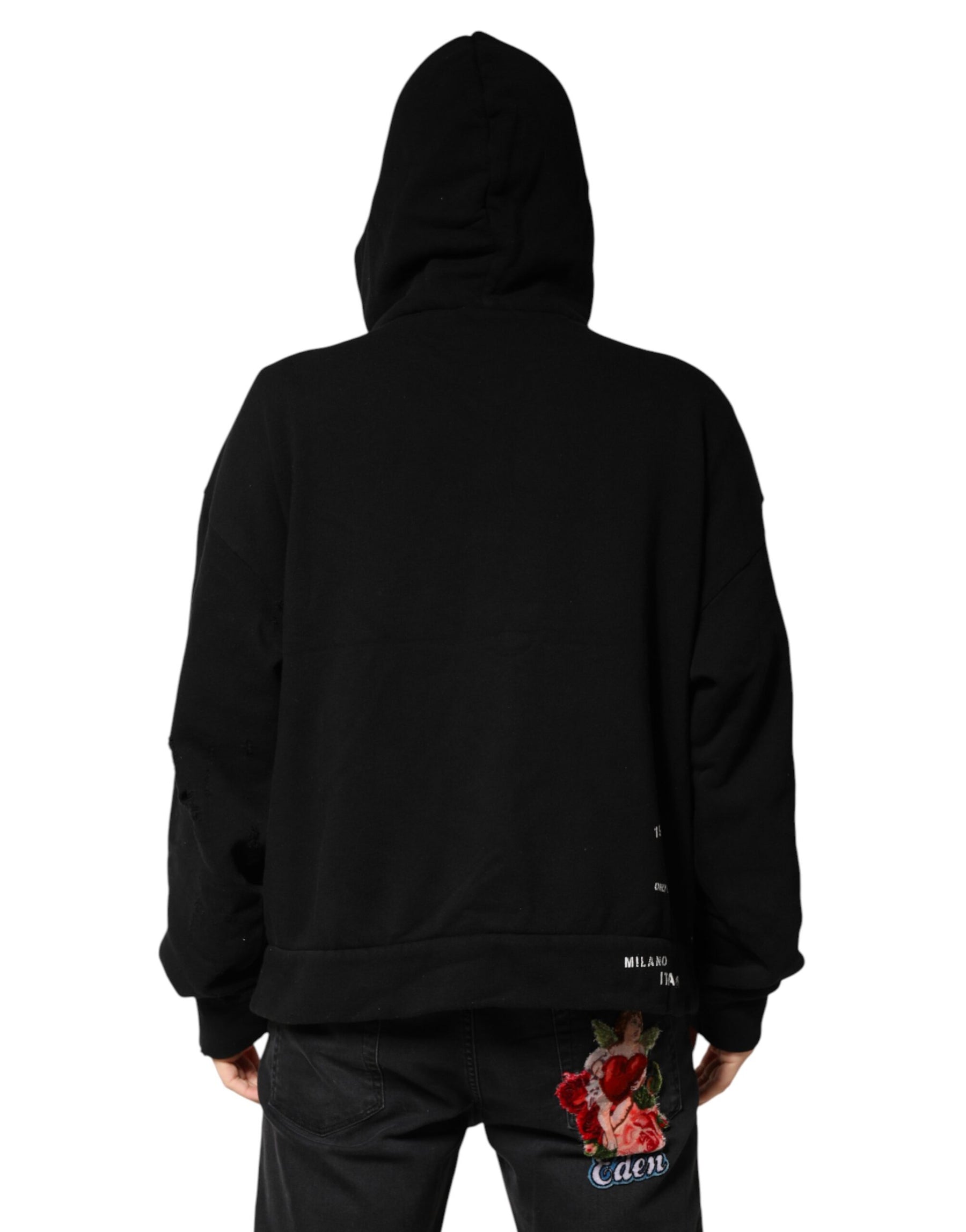 Dolce & Gabbana Black LOVE Cotton Hooded Sweatshirt Sweater | Regal Royce
